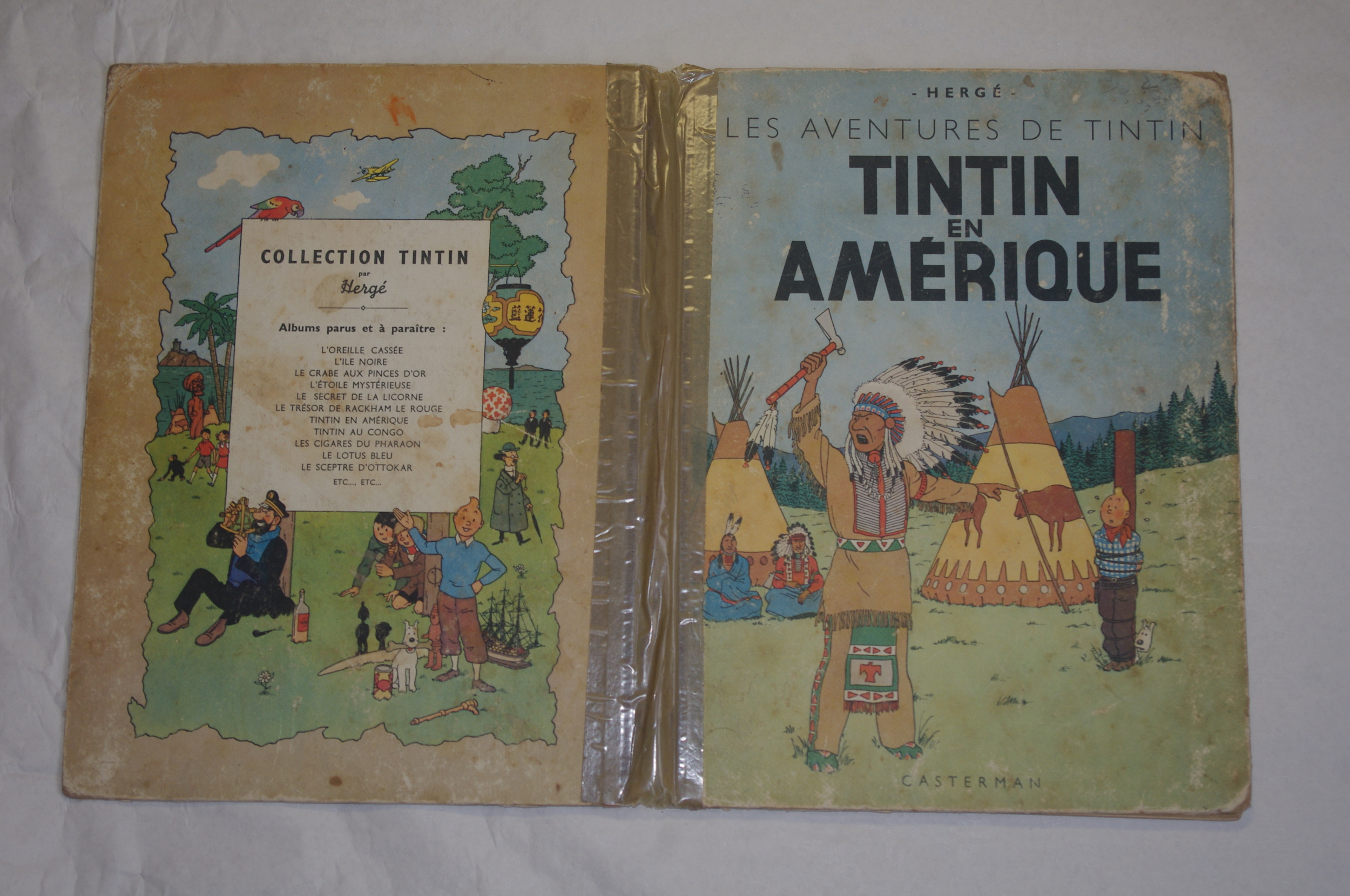TINTIN-EN-AMÉRIQUE-B1-VIEUX-ABLUM-HERGÉ-1946-BD-EO-LEMASTERBROCLERS