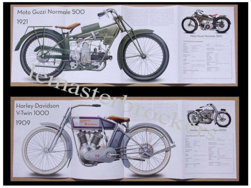FICHE MOTO HARLEY-DAVIDSON V-TWIN 1000 1909 - FICHE MOTO-GUZZI NORMALE 500 1921