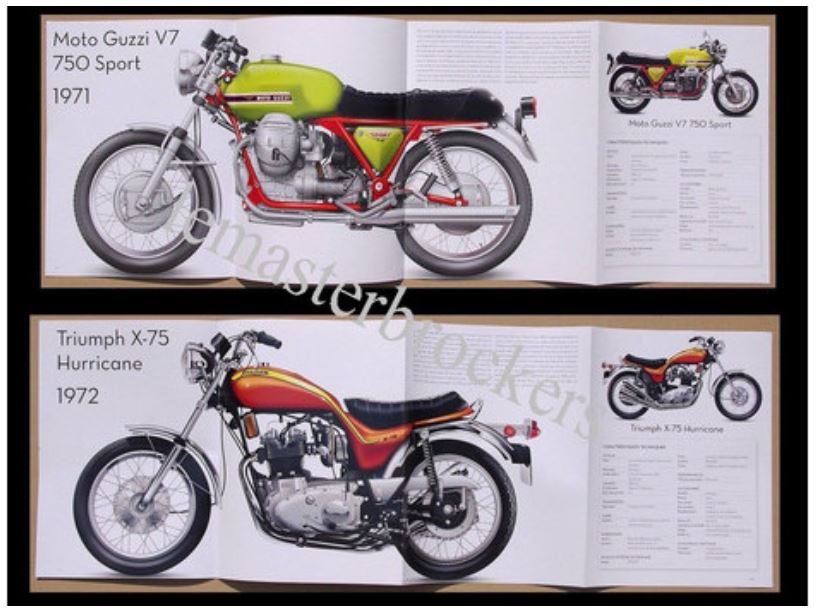 FICHE MOTO TRIUMPH X75 HURRICANE 1972 - FICHE MOTO-GUZZI V7 750 SPORT 1971 LEMASTERBROCKERS