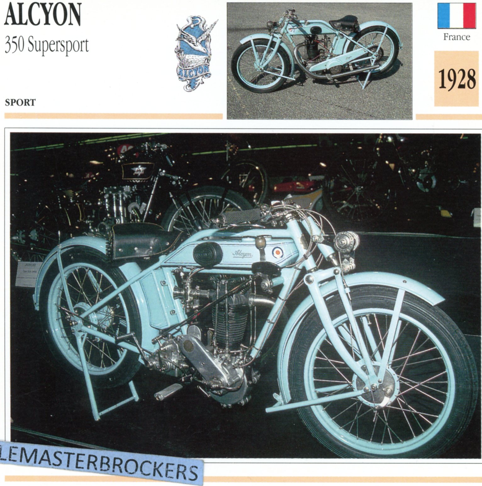 ALCYON 350 SUPERSPORT 1928 -CARTE-CARD-FICHE-MOTO-LEMASTERBROCKERS