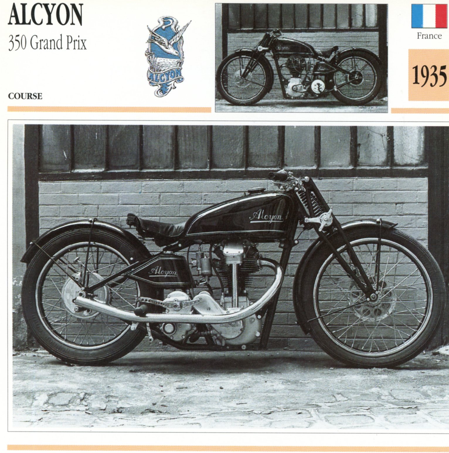 ALCYON 350 GRAND PRIX 1935 -CARTE-CARD-FICHE-MOTO-LEMASTERBROCKERS