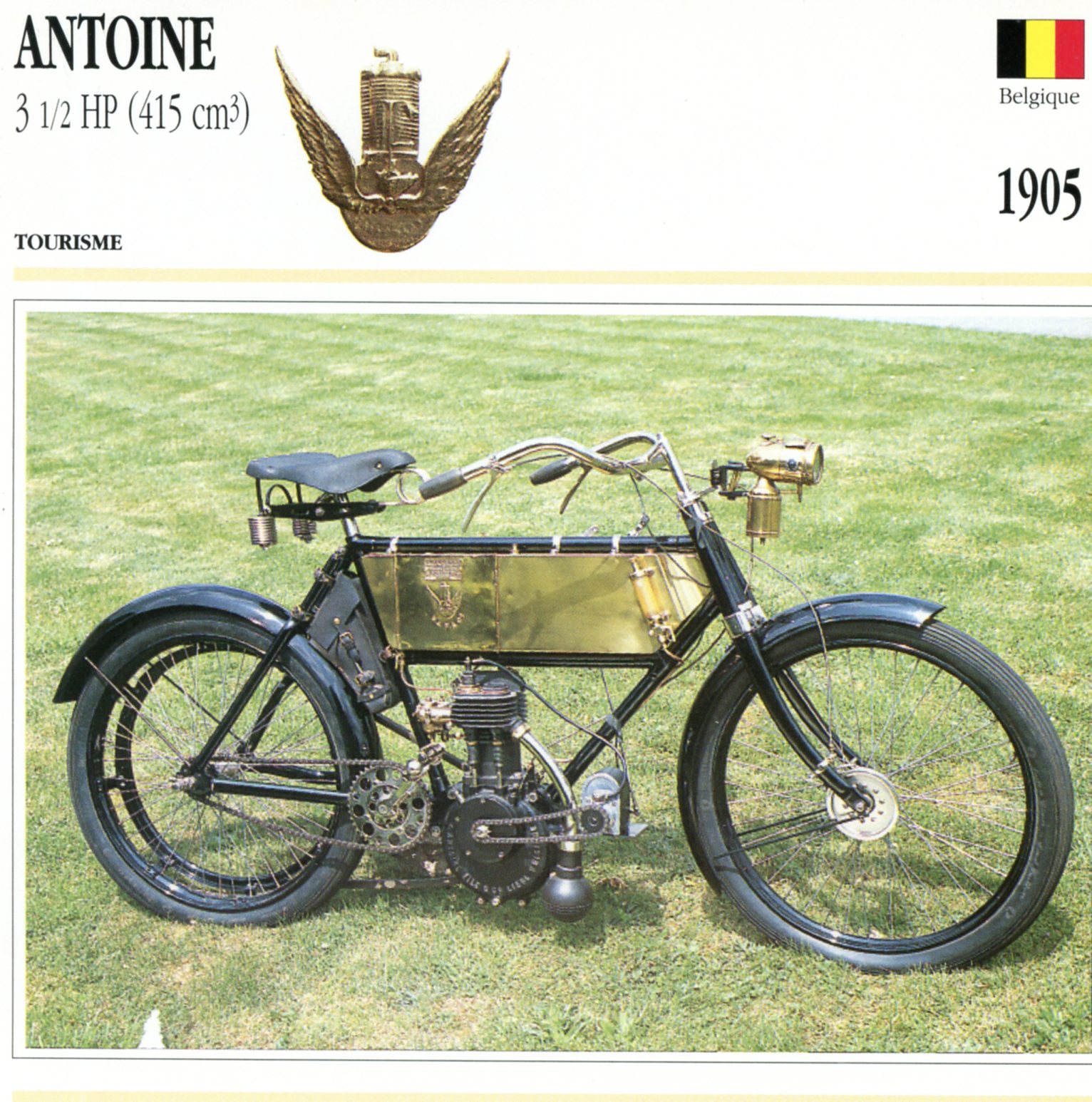 ANTOINE 3 1/2 HP 1905 -CARTE-CARD-FICHE-MOTO-LEMASTERBROCKERS