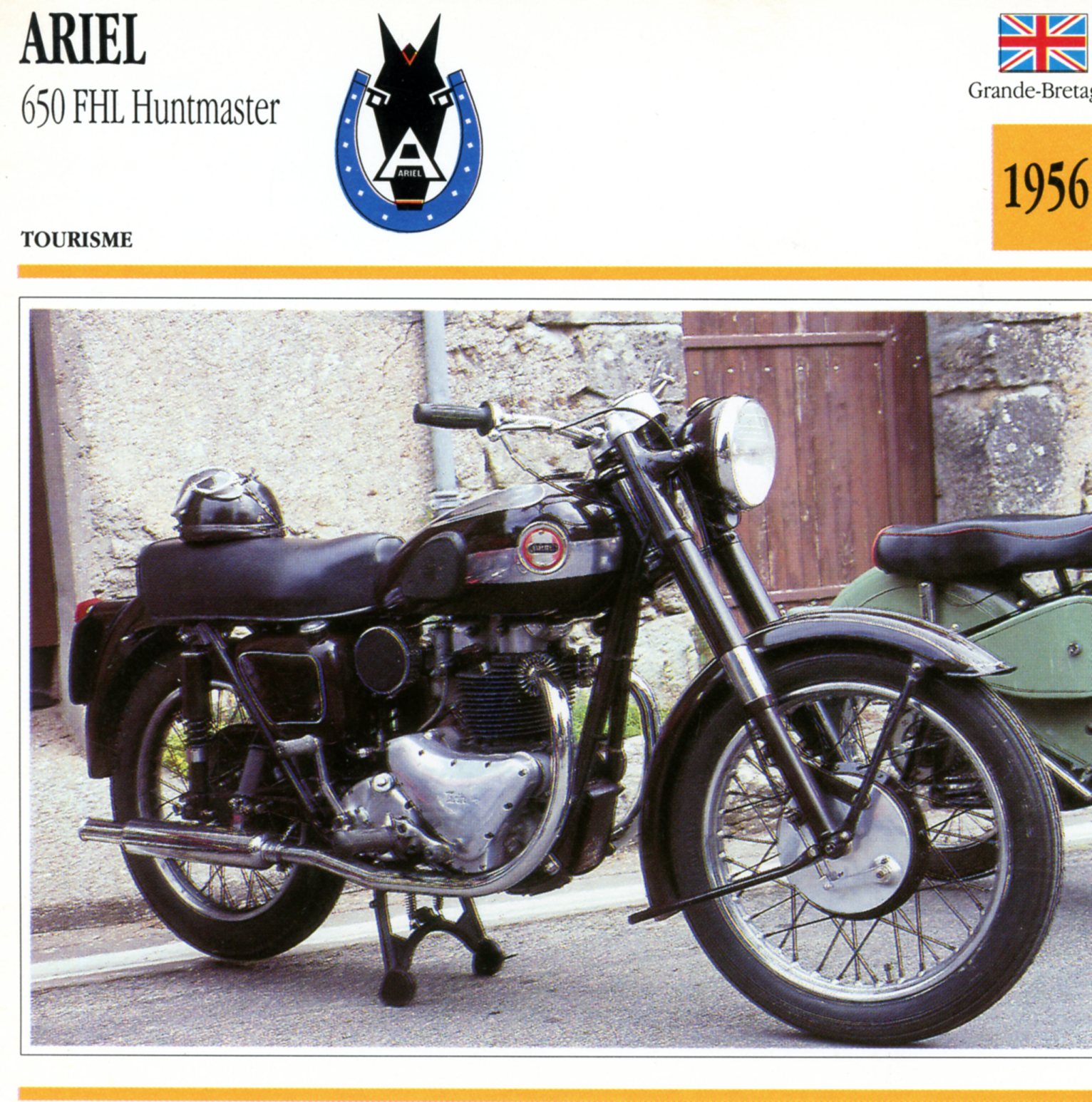 ARIEL 650 FHL HUNTMASTER 1956-CARTE-CARD-FICHE-MOTO-LEMASTERBROCKERS