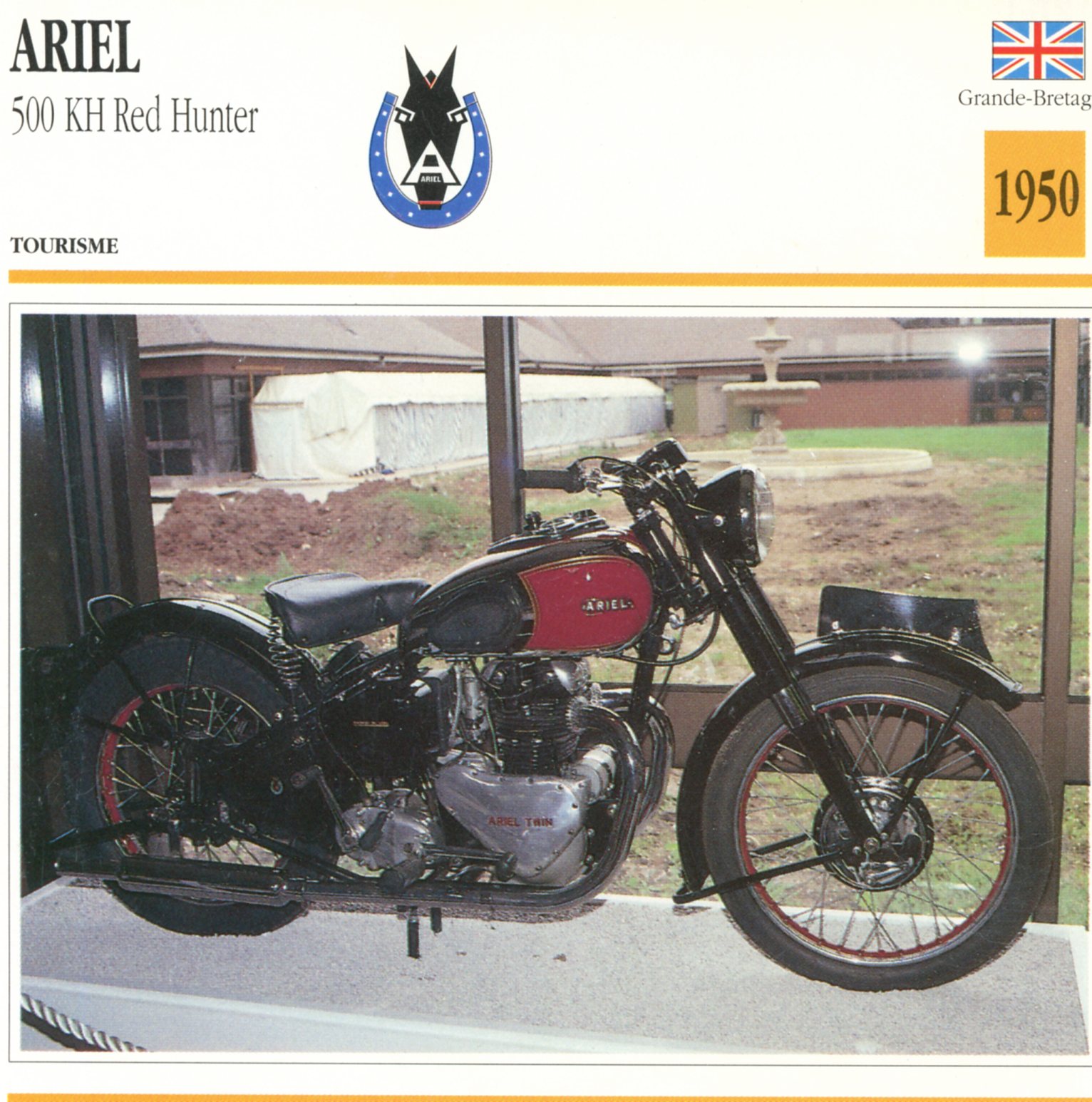 ARIEL 500 KH RED HUNTER 1950-CARTE-CARD-FICHE-MOTO-LEMASTERBROCKERS