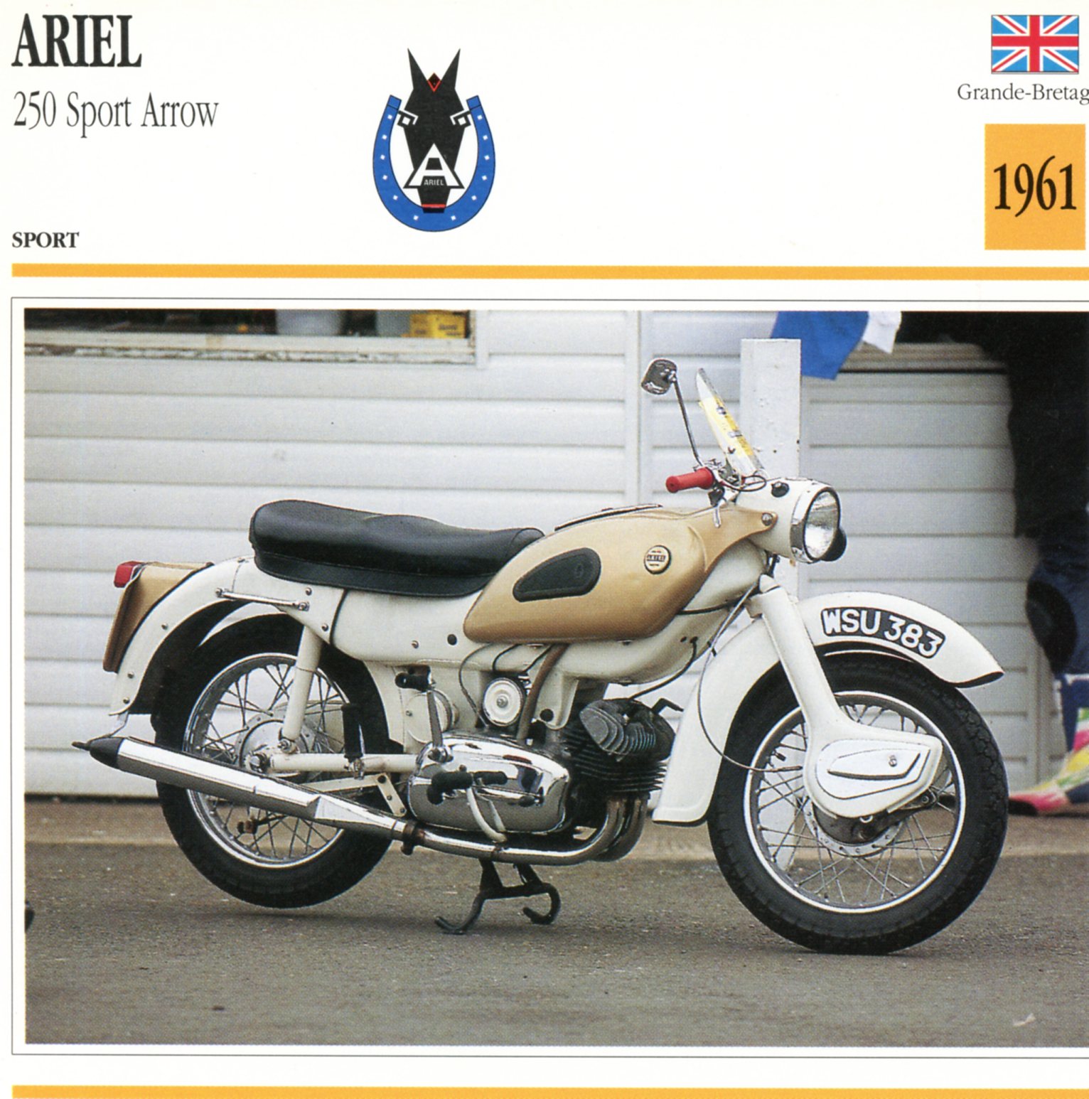 ARIEL 250 SPORT ARROW 1961 -CARTE-CARD-FICHE-MOTO-LEMASTERBROCKERS
