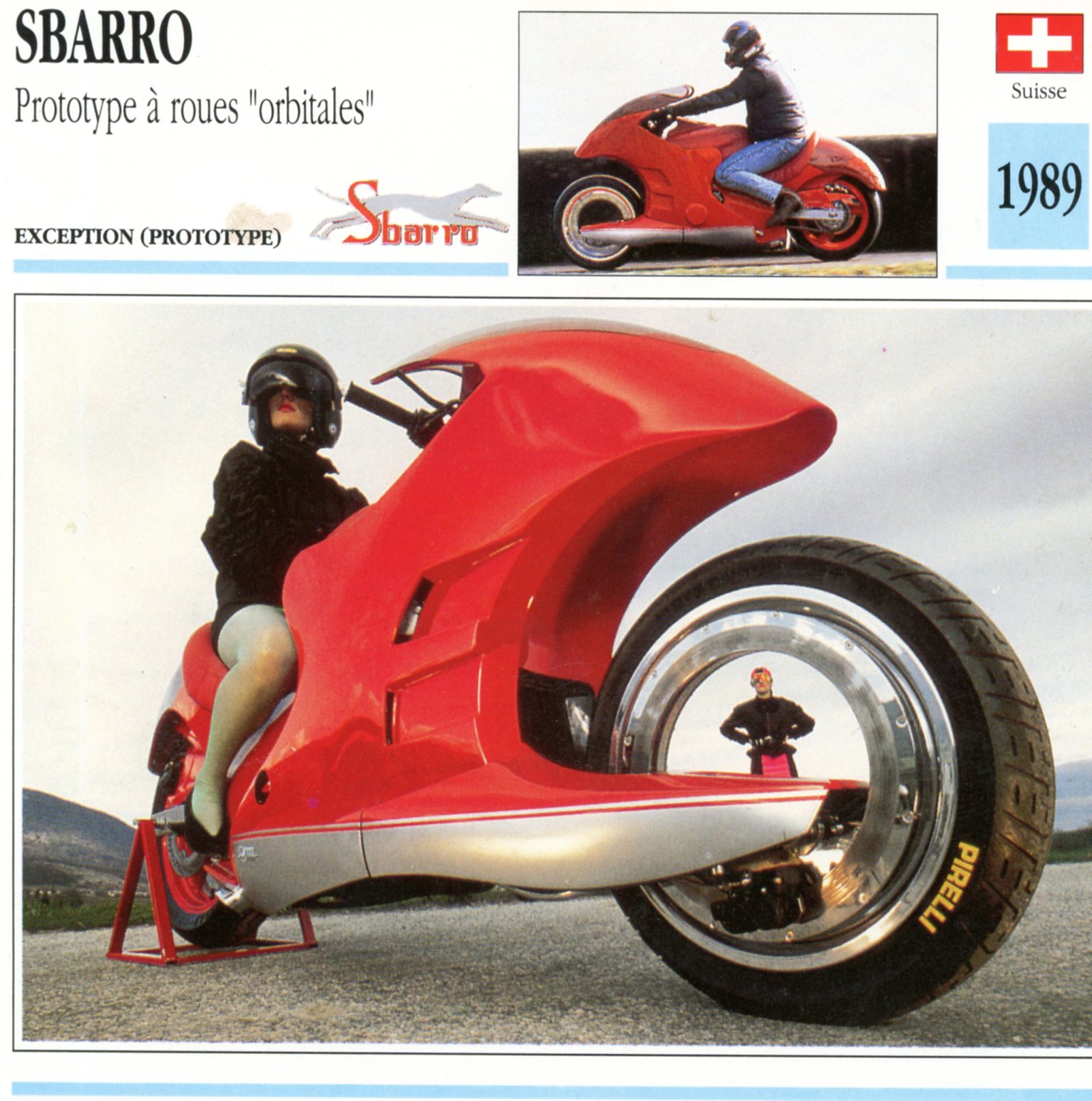 SBARRO ORBITABLES PROTOTYPE 1989 -CARTE-CARD-FICHE-MOTO-LEMASTERBROCKERS