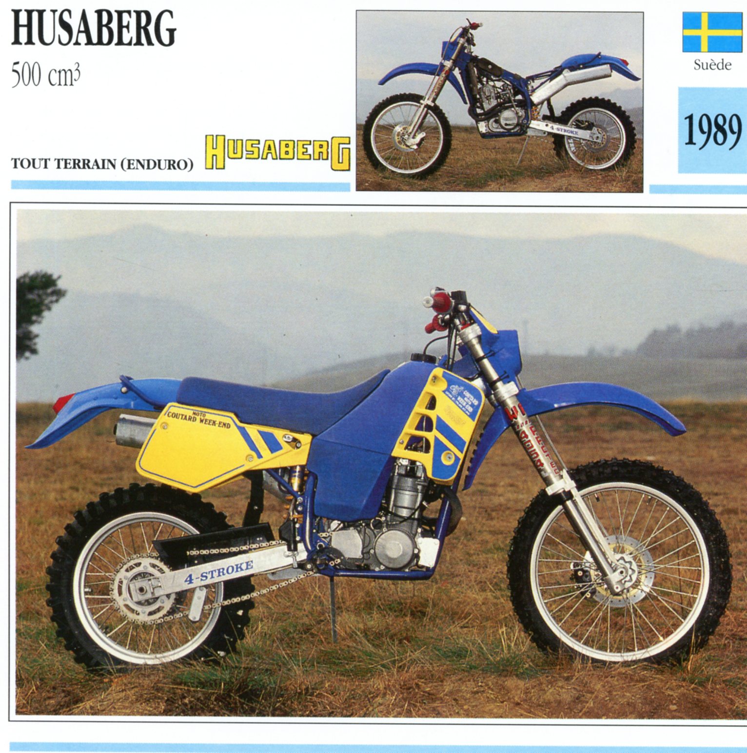 HUSABERG 500 1989 -CARTE-CARD-FICHE-MOTO-ENDURO-LEMASTERBROCKERS