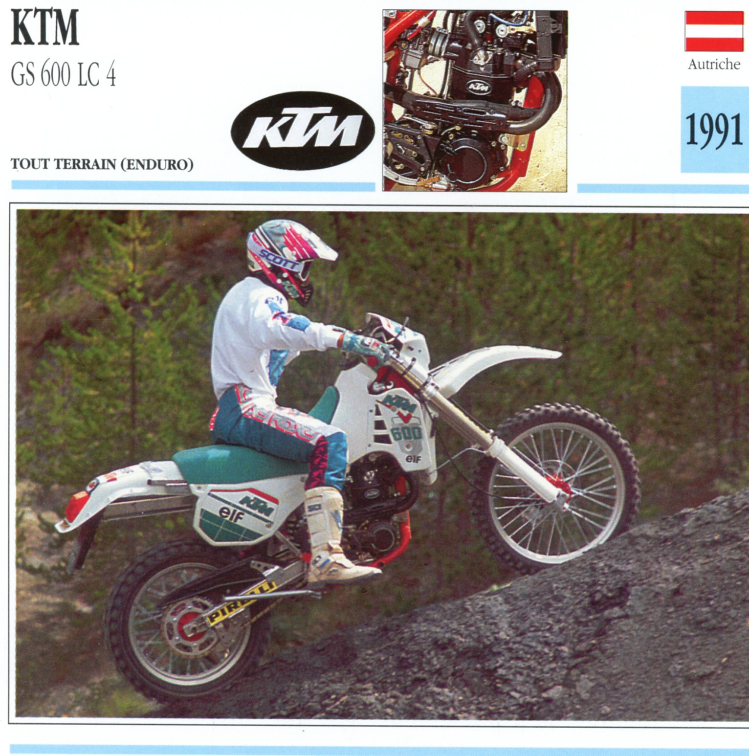 KTM GS 600 LC4 1991 -CARTE-CARD-FICHE-MOTO-ENDURO-LEMASTERBROCKERS