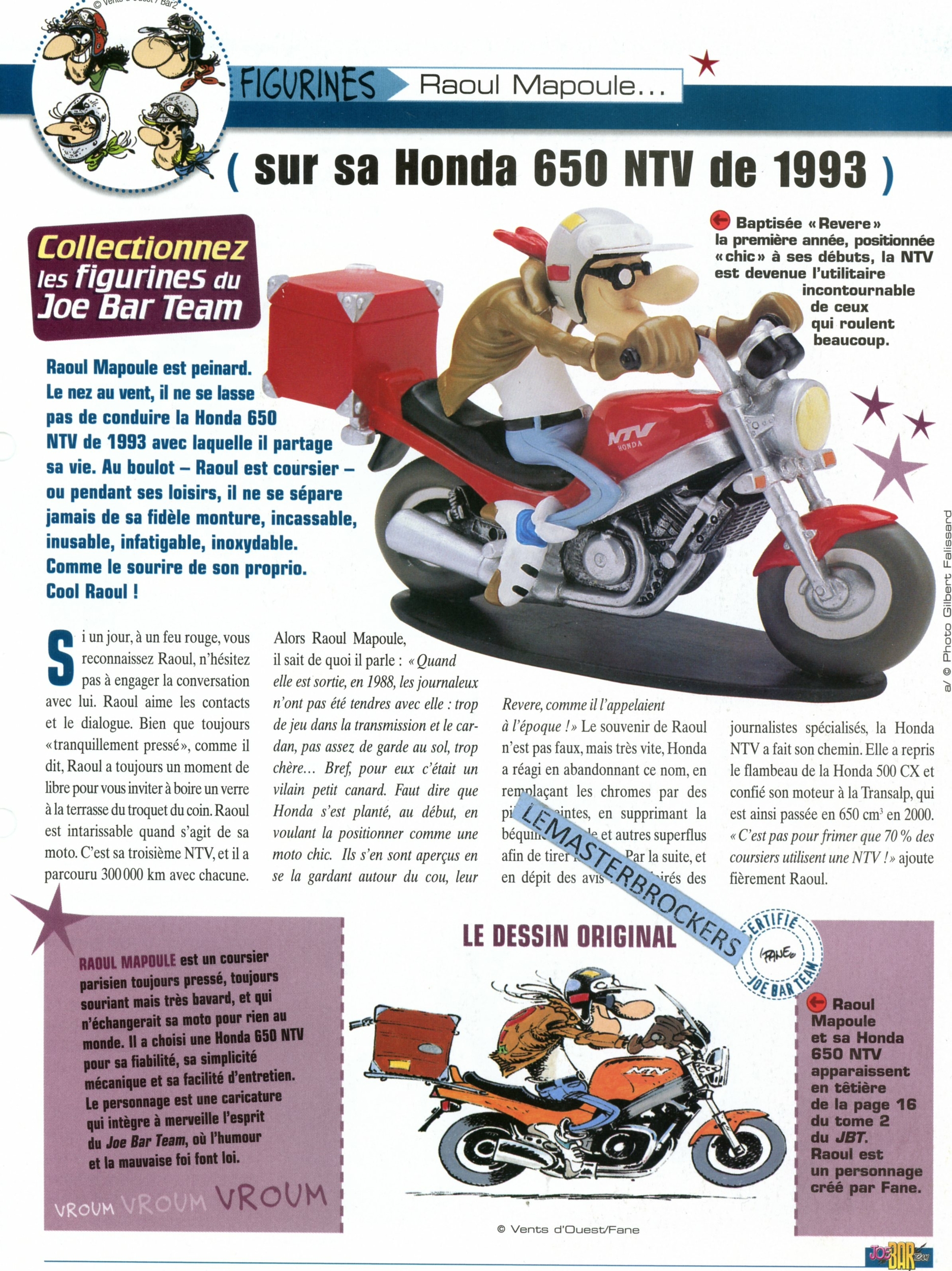 HONDA 650 NTV 1993 JOE BAR TEAM RAOUL MAPOULE - FICHE MOTO
