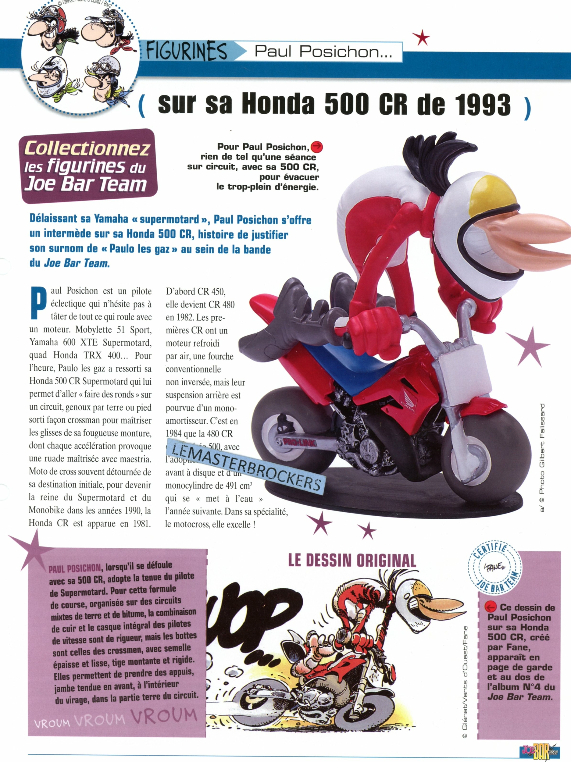 HONDA 500 CR 1993 JOE BAR TEAM PAUL POSICHON - FICHE MOTO CROSS