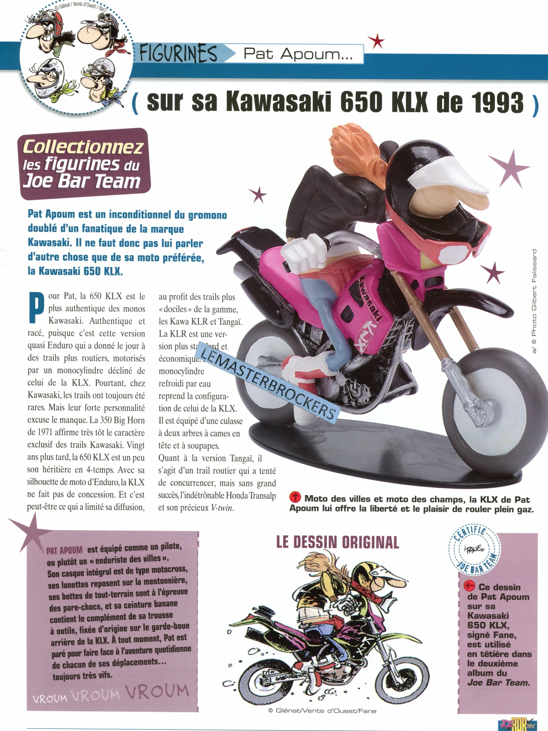 KAWASAKI 650 KLX 1993 JOE BAR TEAM PAT APOUM - FICHE MOTO