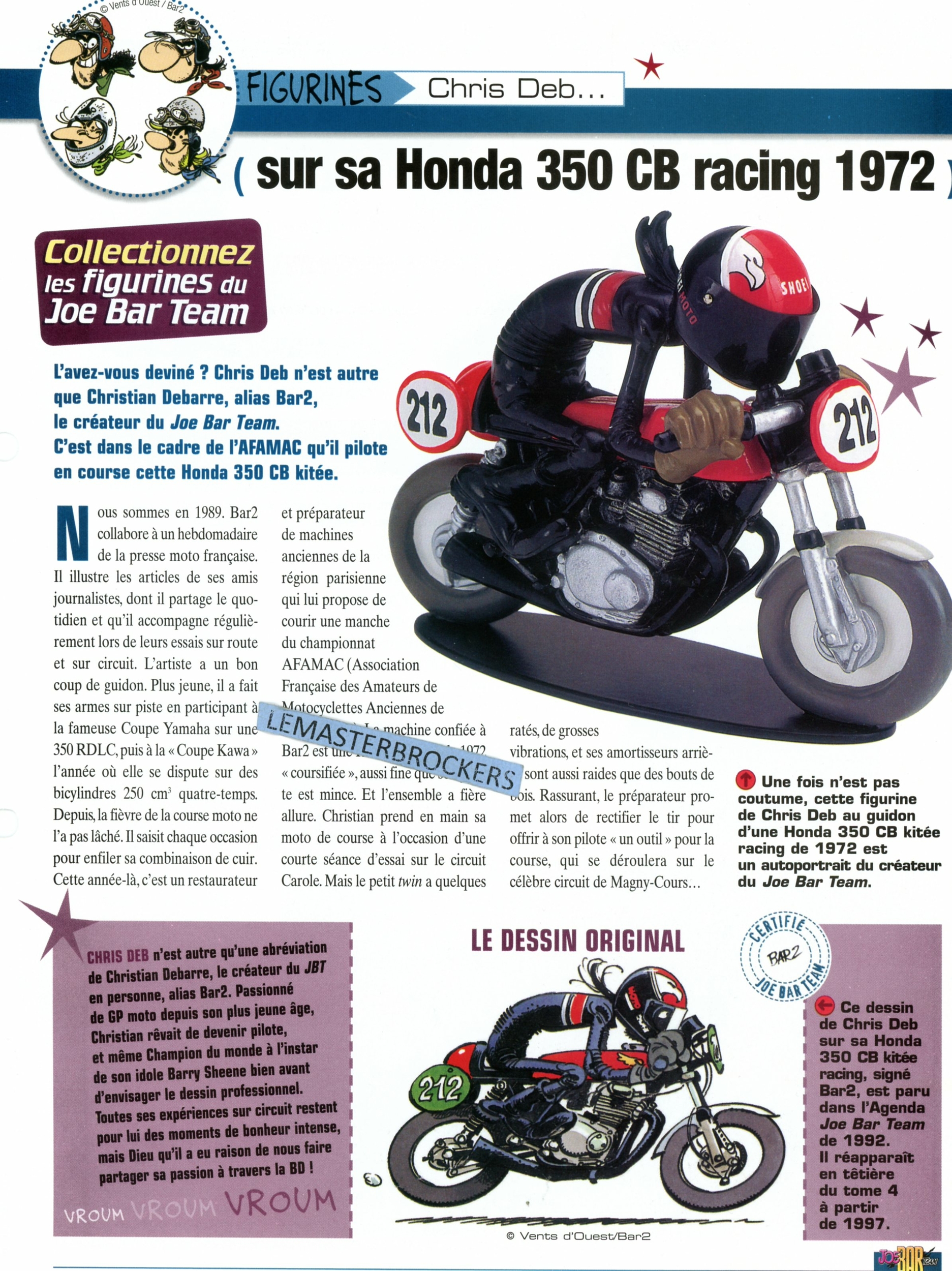 HONDA 350 CB RACING 1972 JOE BAR TEAM CHRIS DEB - FICHE MOTO
