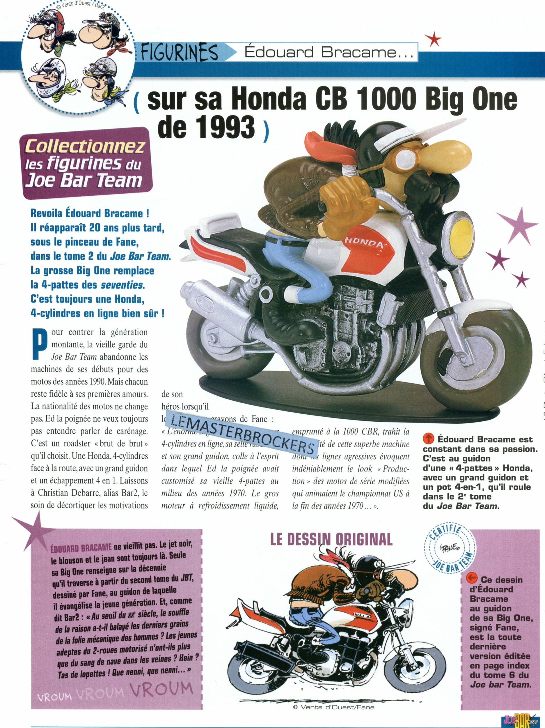 HONDA CB 1000 BIG ONE 1993 JOE BAR TEAM ÉDOUARD BRACAME - FICHE MOTO CB1000