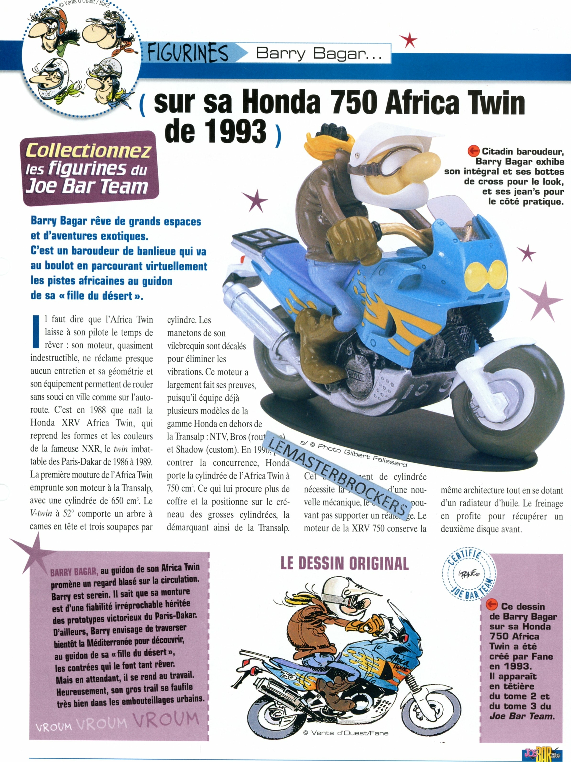 HONDA 750 AFRICA TWIN 1993 JOE BAR TEAM BARRY BAGAR - FICHE MOTO