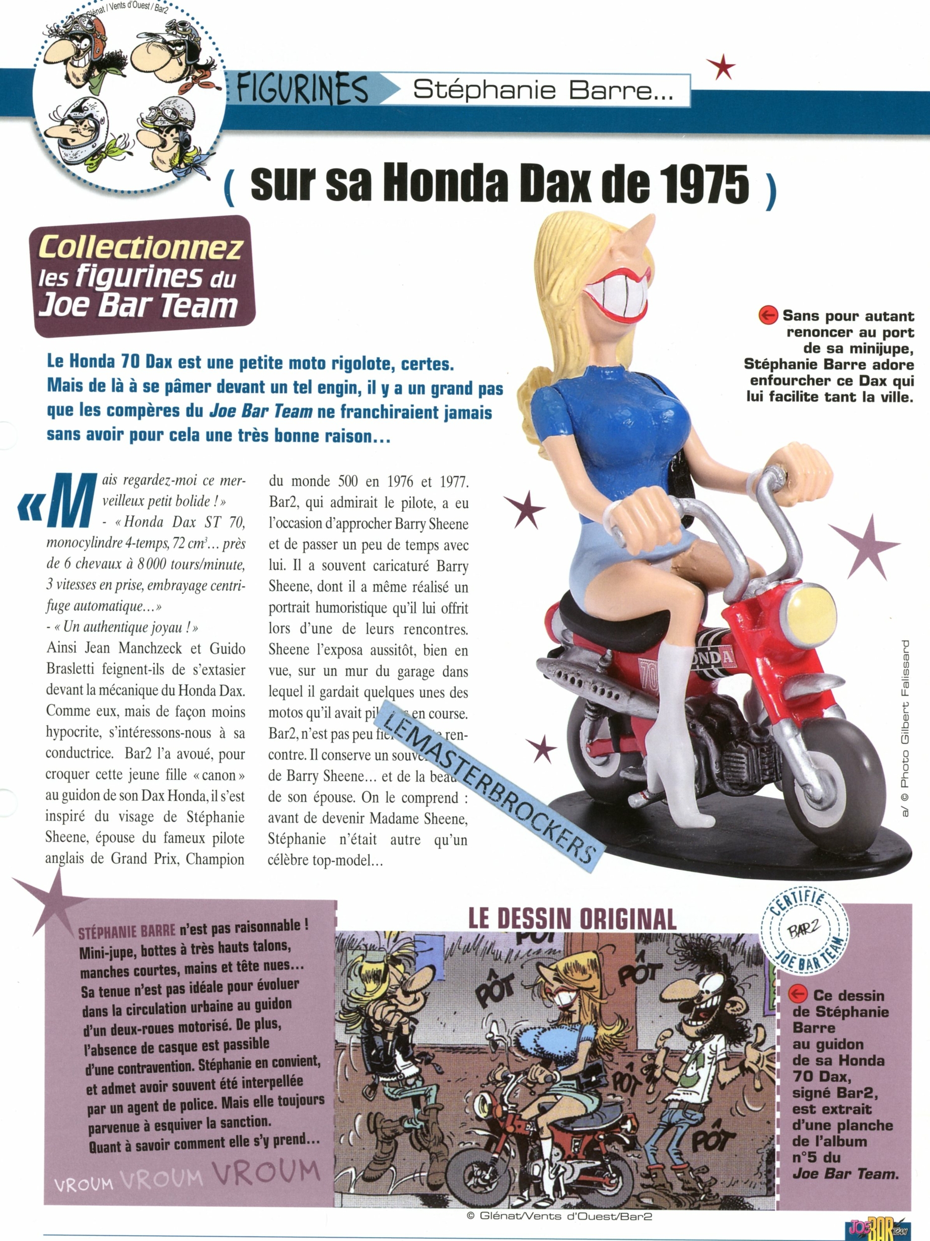 HONDA DAX 1975 JOE BAR TEAM STÉPHANIE BARRE - FICHE MOTO MINI BIKE- -LEMASTERBROCKERS