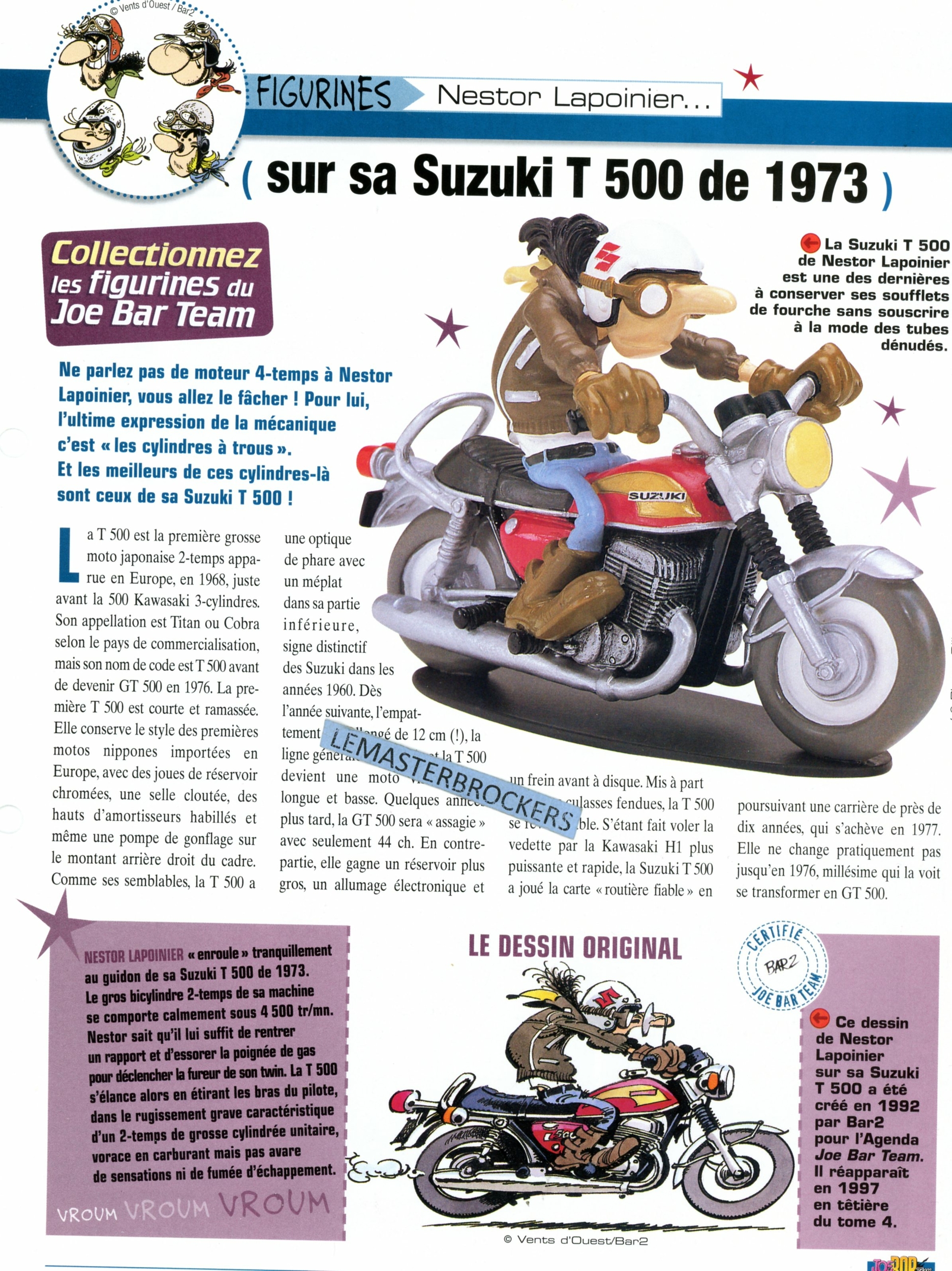 SUZUKI T500 1973 JOE BAR TEAM NESTOR LAPOINIER - FICHE MOTO -LEMASTERBROCKERS