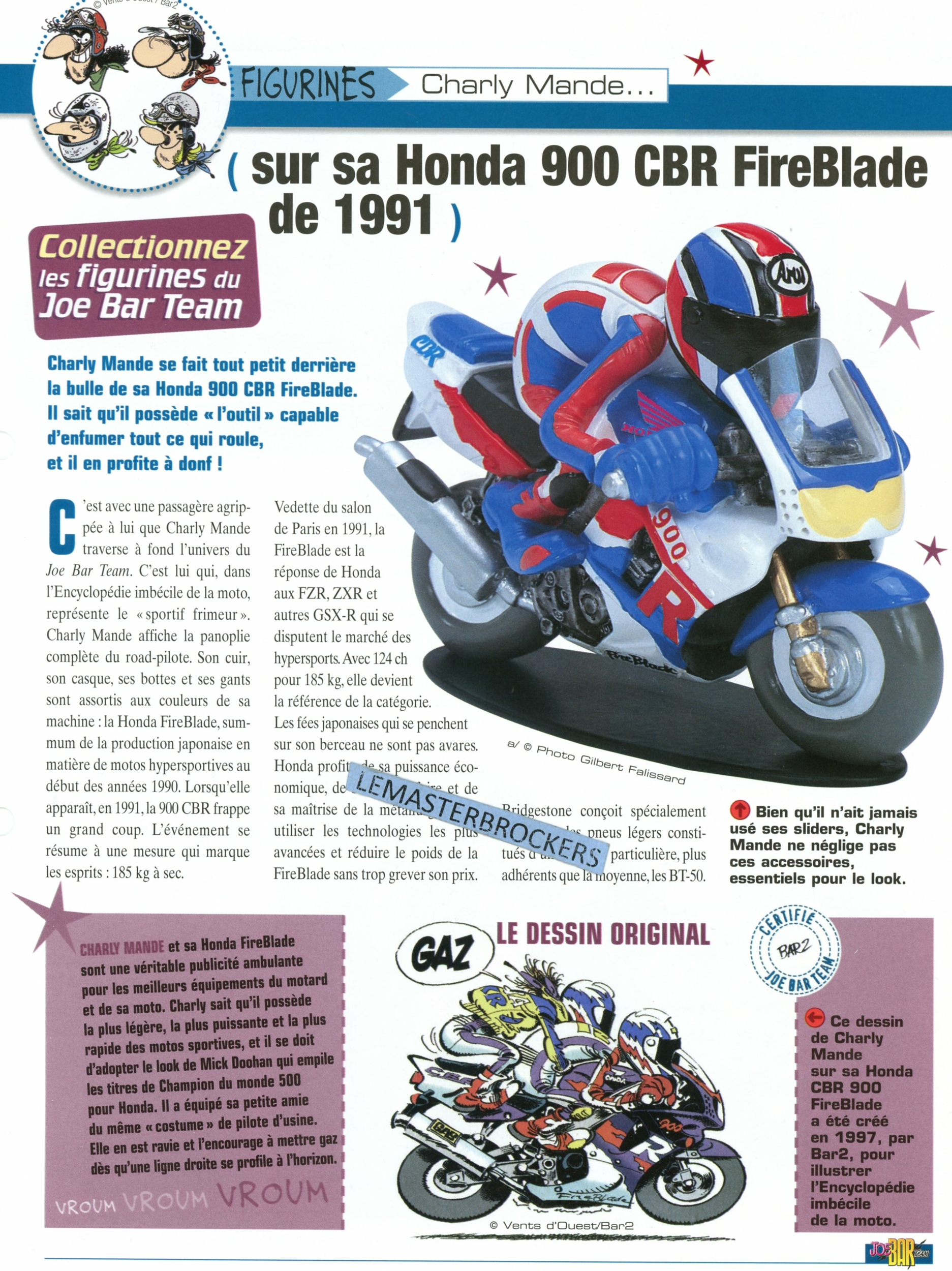 HONDA CBR 900 FIREBLADE 1991 JOE BAR TEAM CHARLY MANDE  - FICHE MOTO-LEMASTERBROCKERS