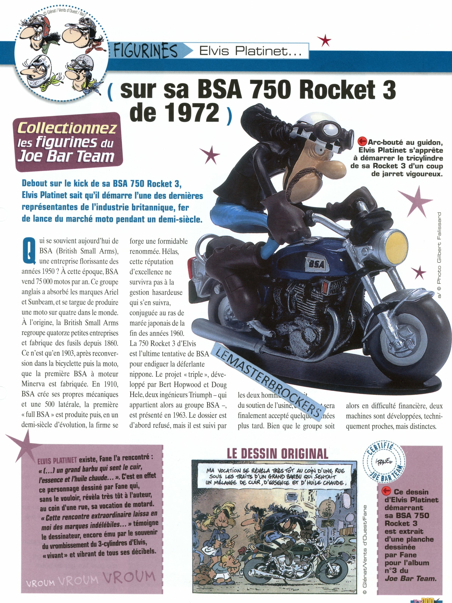 BSA 750 ROCKET 3 1972 JOE BAR TEAM ELVIS PLATINET - FICHE MOTO  -LEMASTERBROCKERS