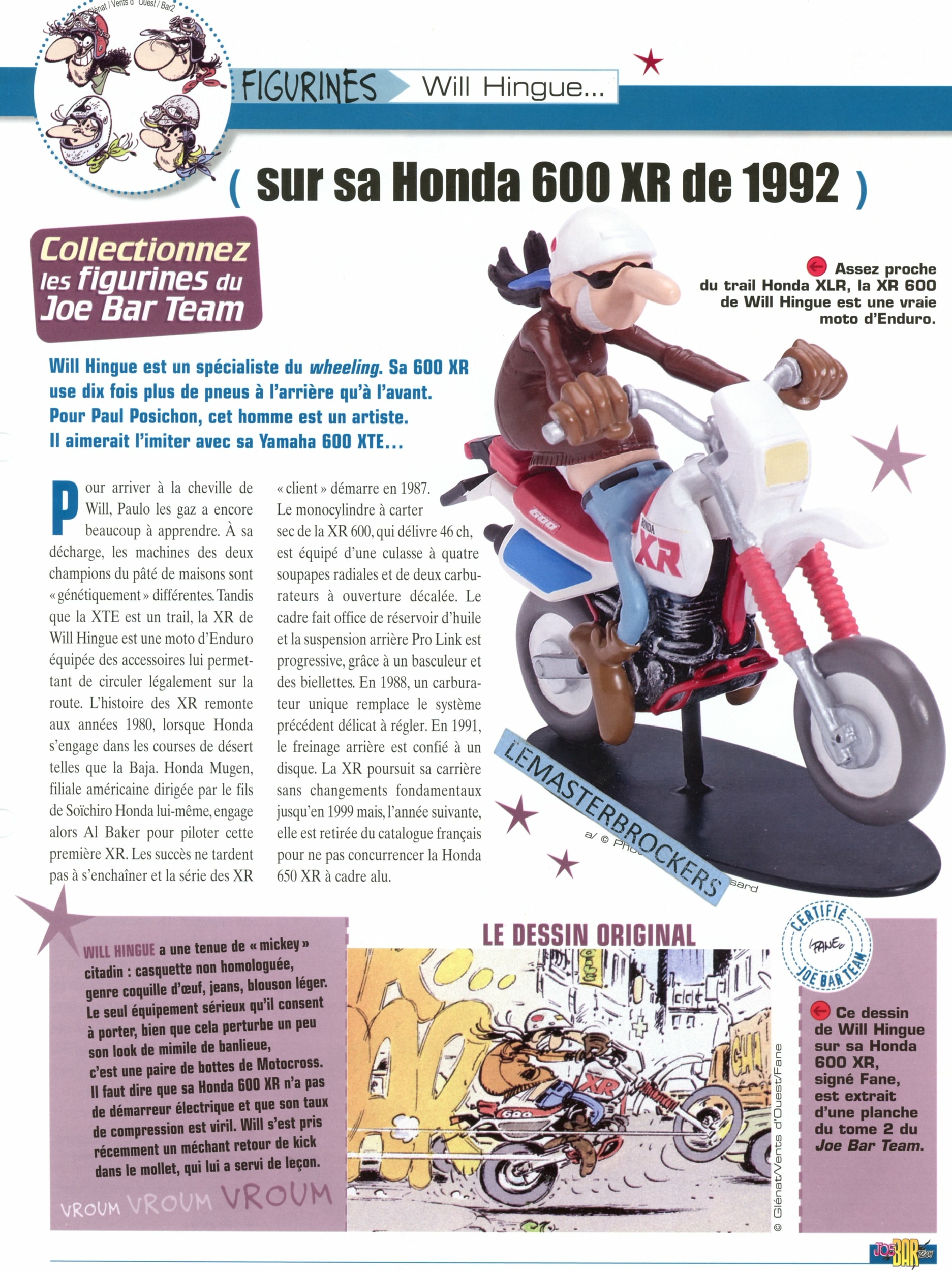 HONDA 600 XR 1992 JOE BAR TEAM WILL HINGUE - FICHE MOTO-LEMASTERBROCKERS