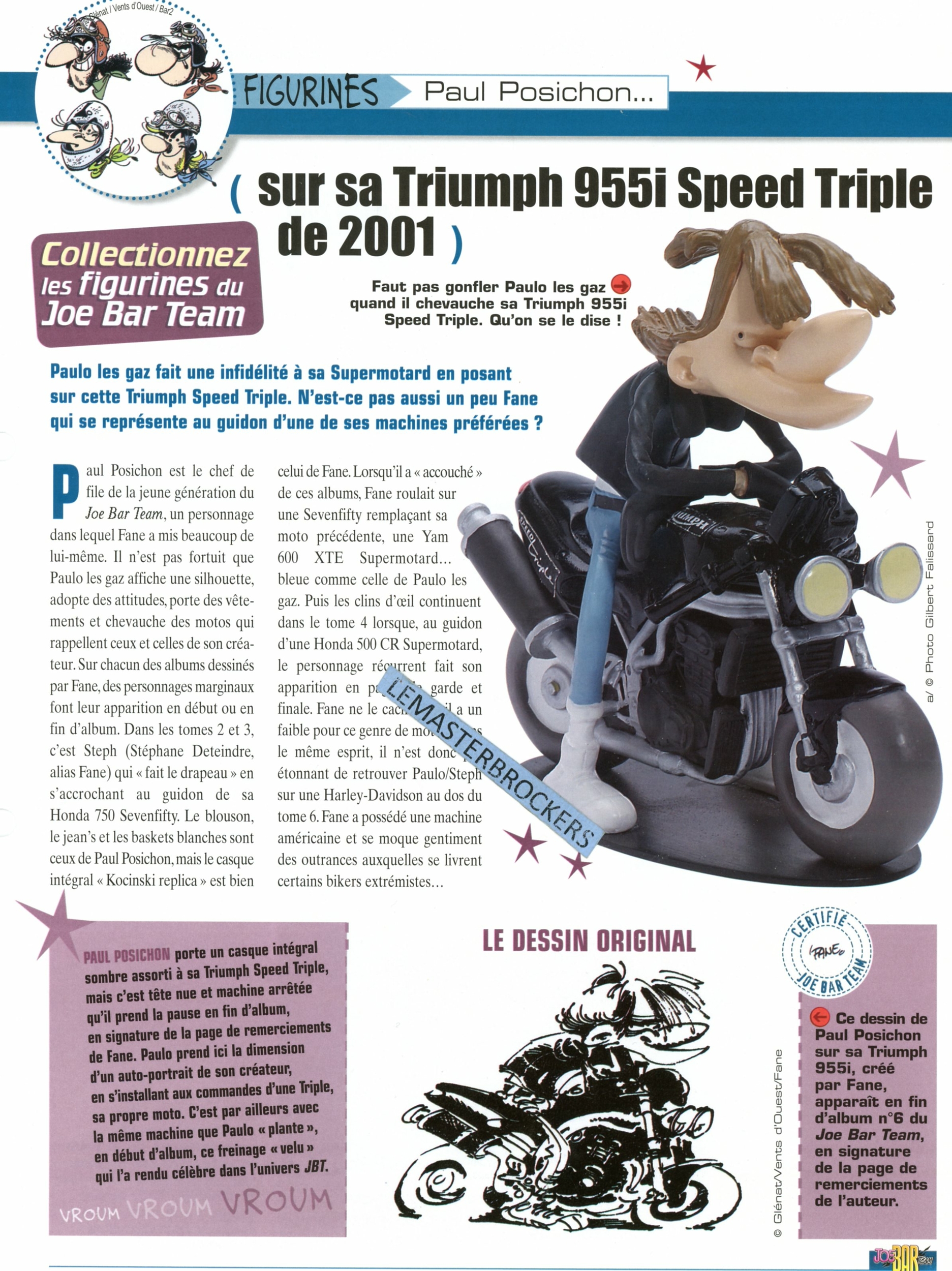 TRIUMPH 955i SPEED TRIPLE 2001 JOE BAR TEAM PAUL POSICHON -FICHE MOTO-LEMASTERBROCKERS