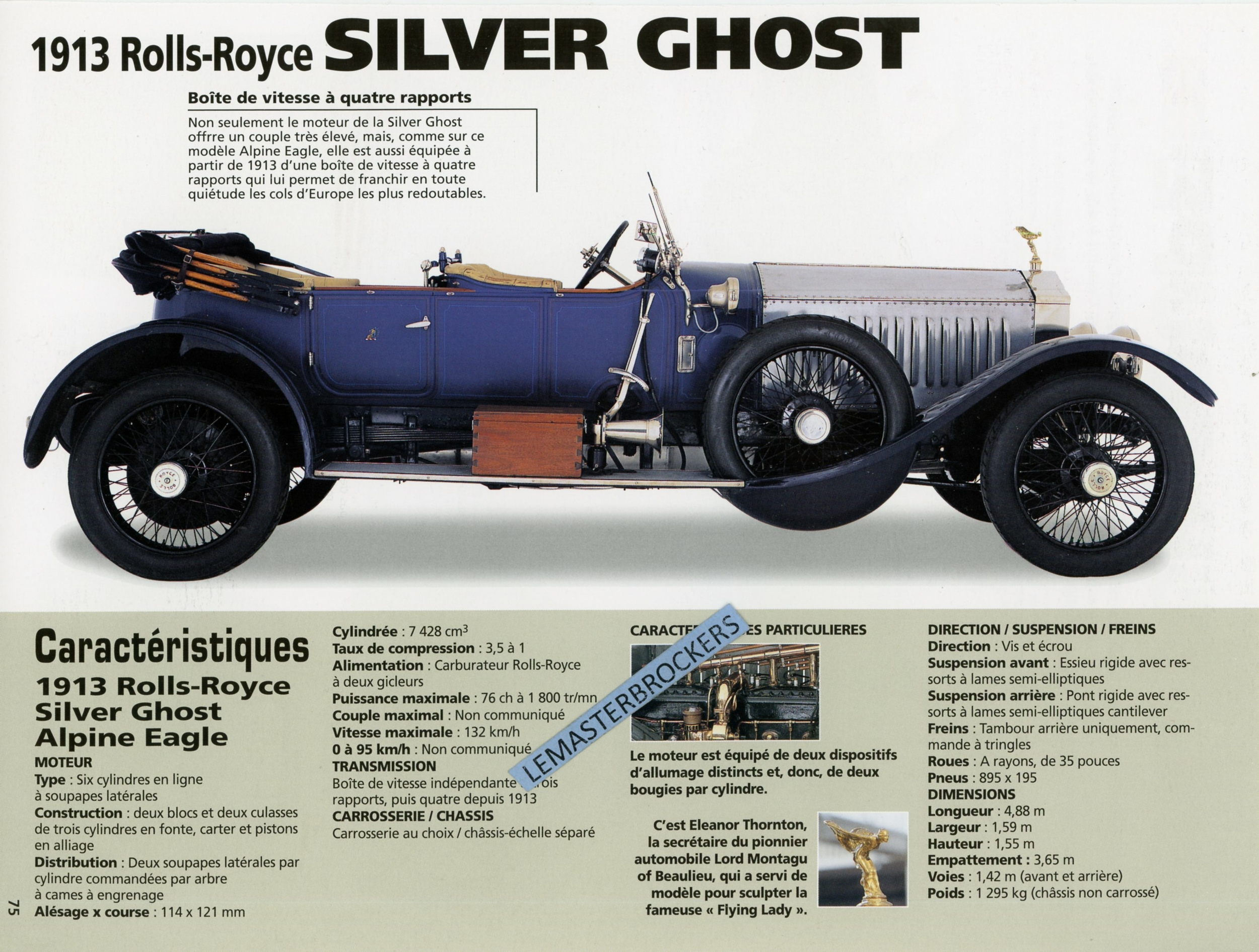 FICHE AUTO ROLLS ROYCE SILVER GHOST 1913 LEMASTERBROCKERS