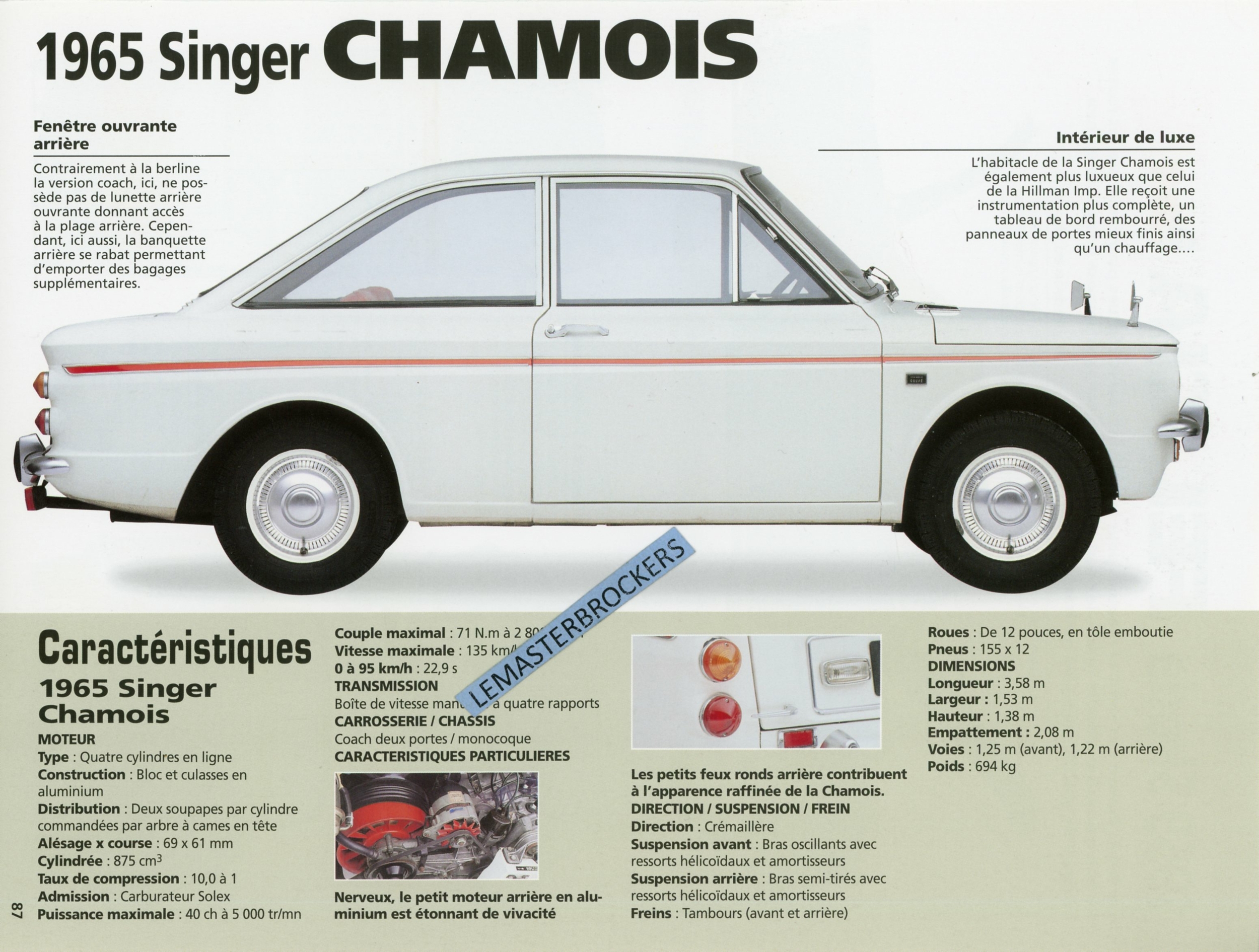 FICHE AUTO SINGER CHAMOIS LEMASTERBROCKERS