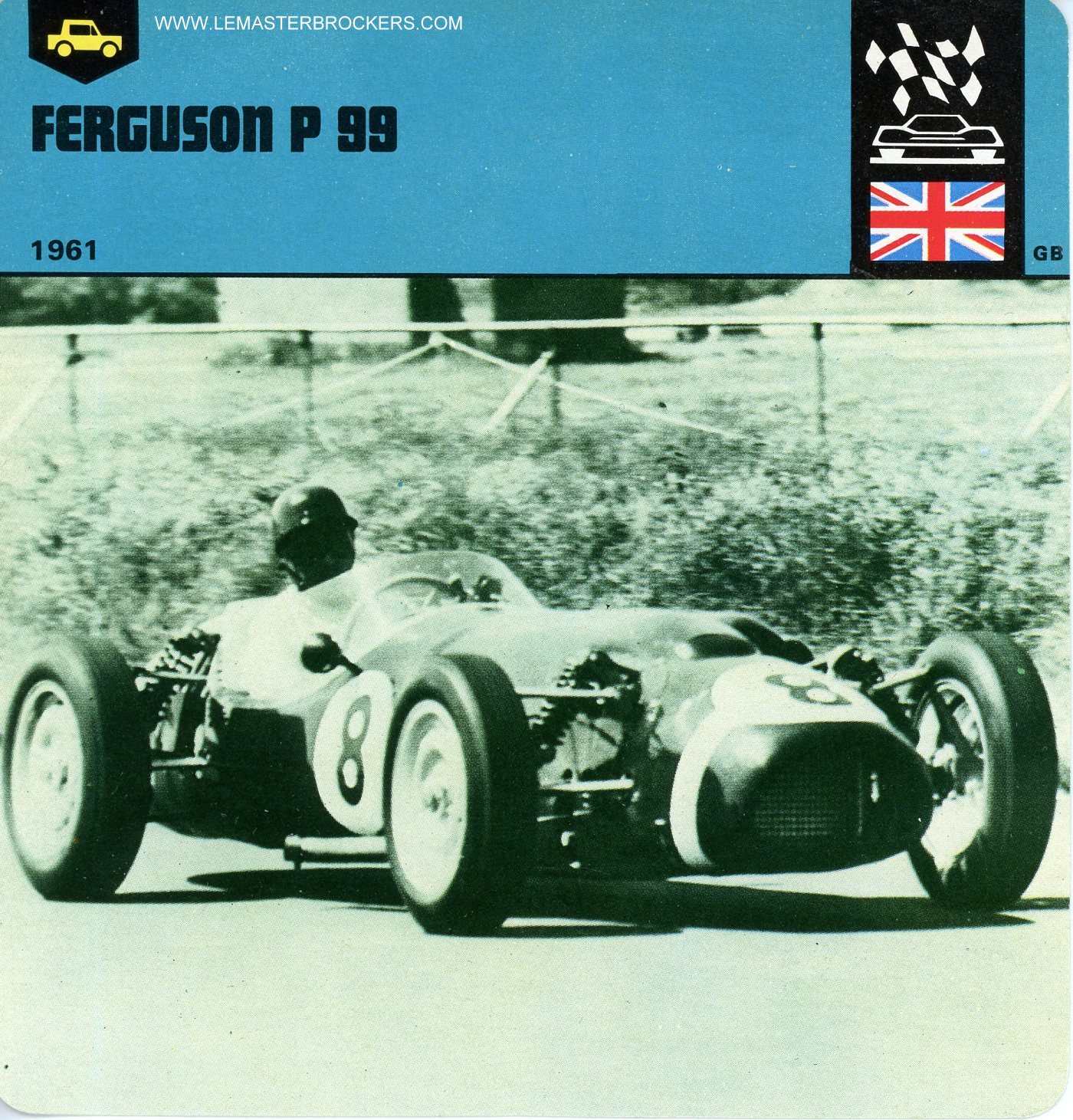 CARS-CARD-PHOTO-FICHE AUTO PERGUSON P99  1961 - ILLUSTRATION JACQUES FAIRMAN