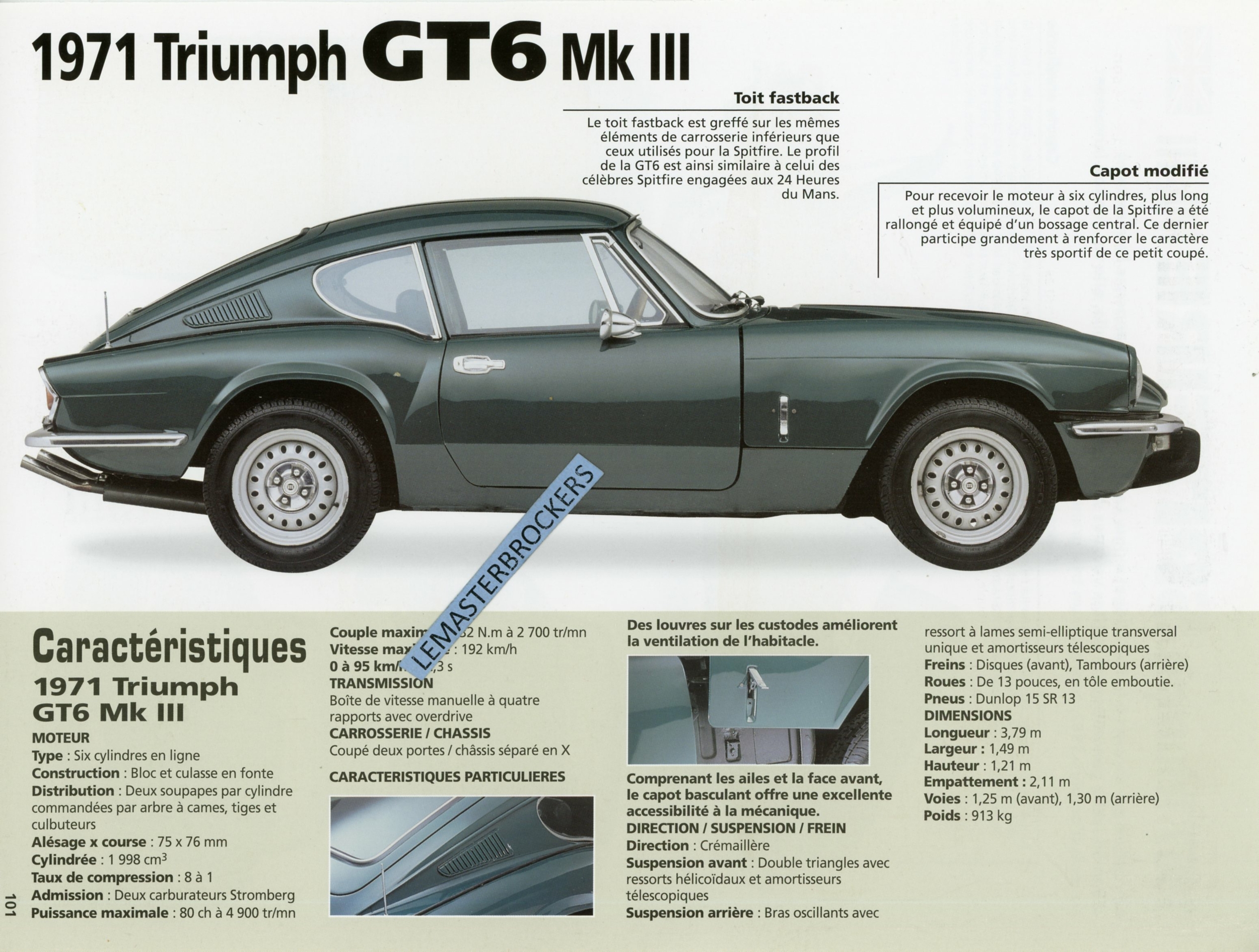 FICHE AUTO TRIUMPH GT6 MK3 LEMASTERBROCKERS