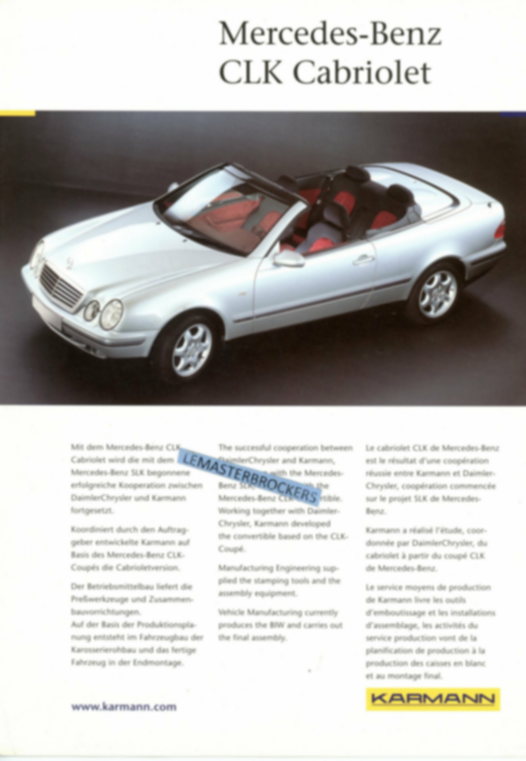 FICHE AUTO MERCEDES CLK KARMANN LEMASTERBROCKERS