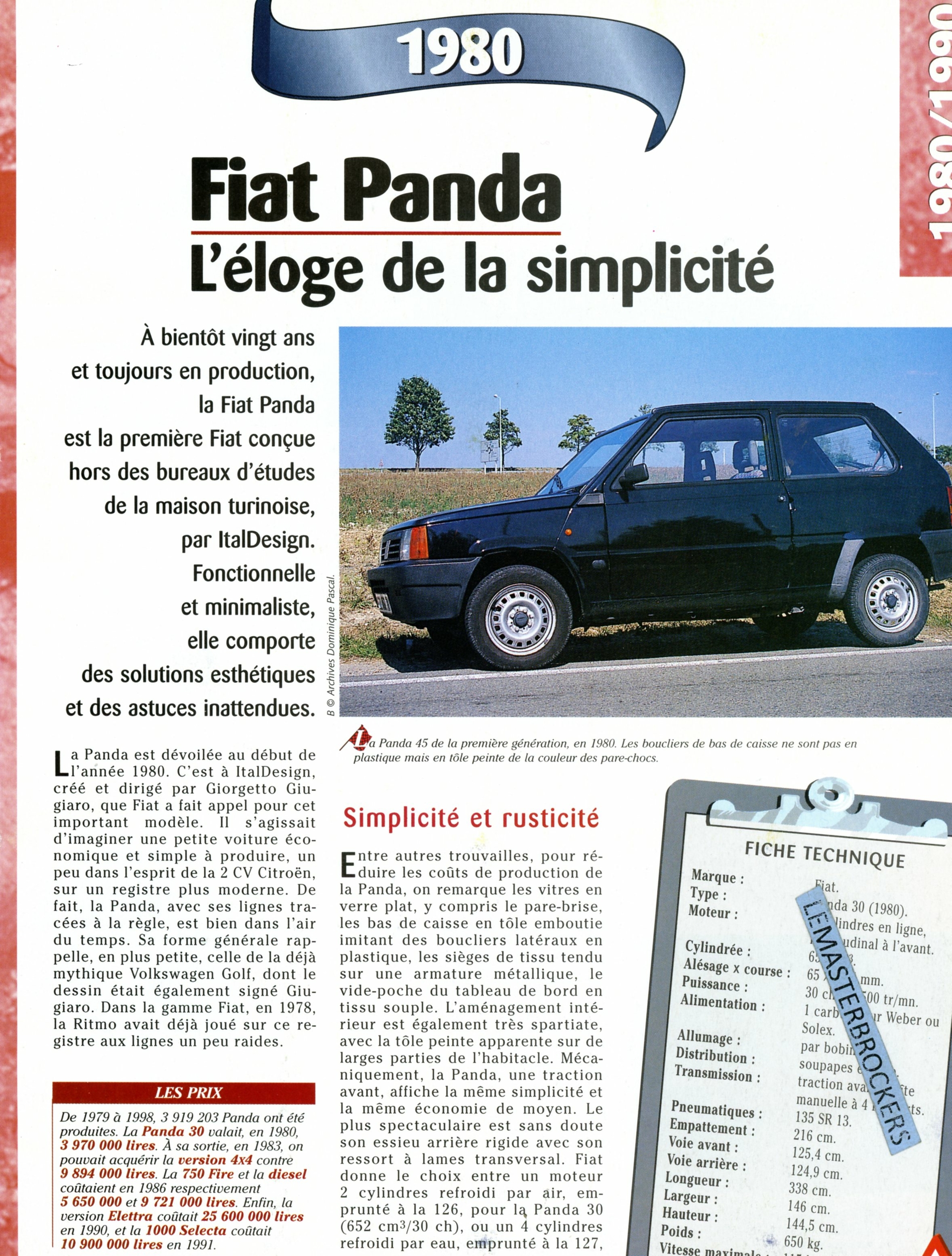 FICHE FIAT PANDA 1980 LEMASTERBROCKERS-FICHE-TECHNIQUE