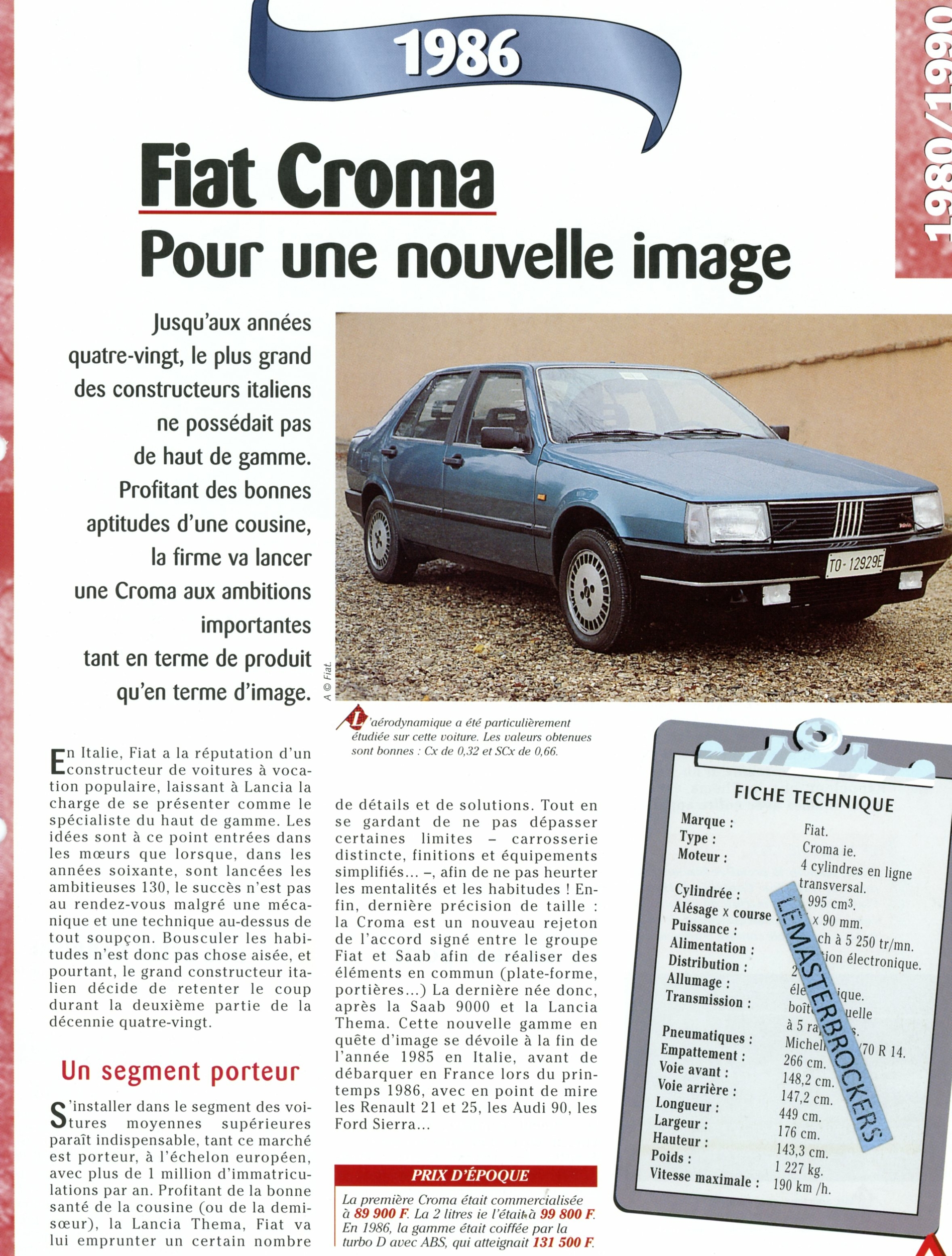 FICHE FIAT CROMA 1986 - FICHE TECHNIQUE AUTO