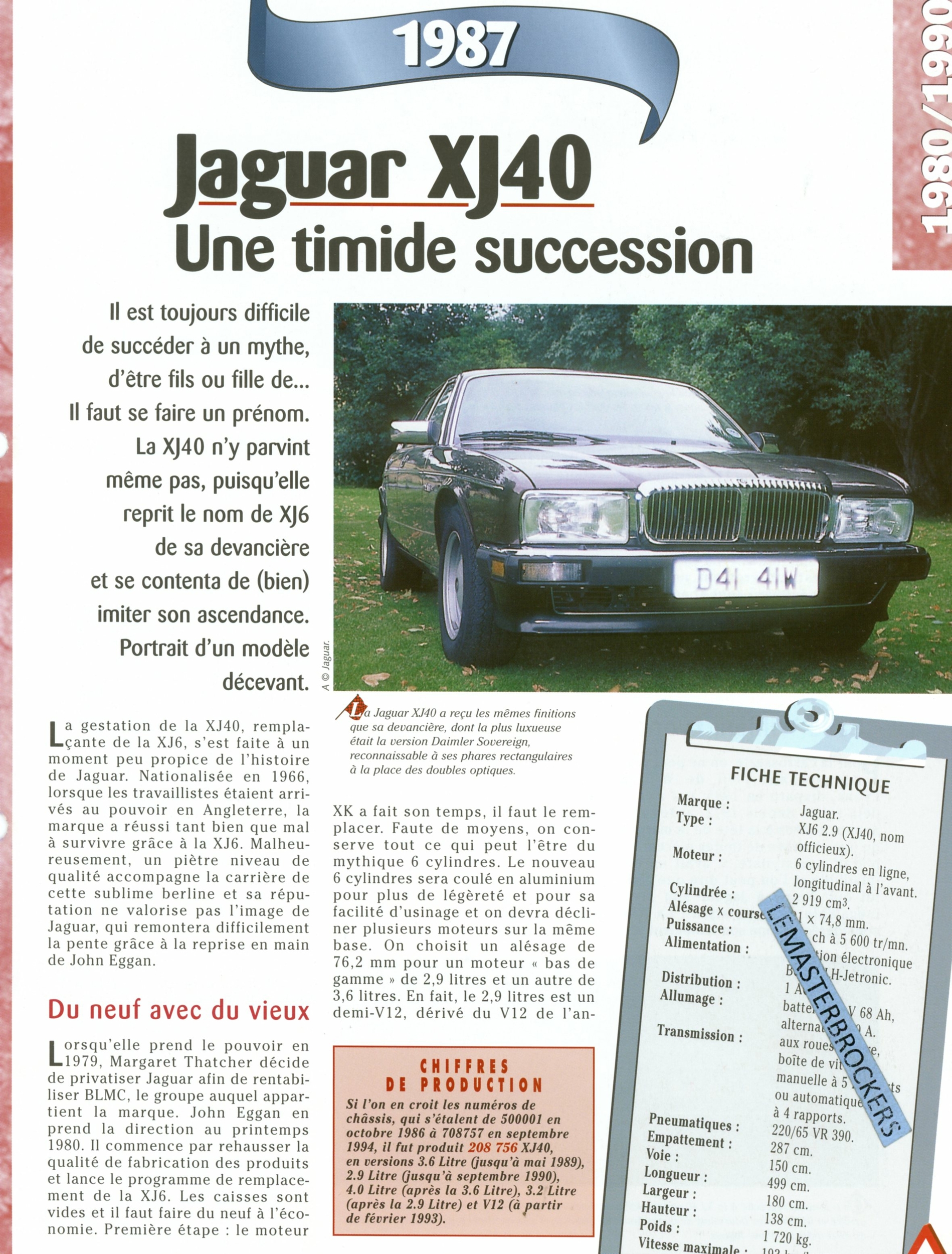FICHE JAGUAR XJ40-LEMASTERBROCKERS-FICHE-AUTO-TECHNIQUE
