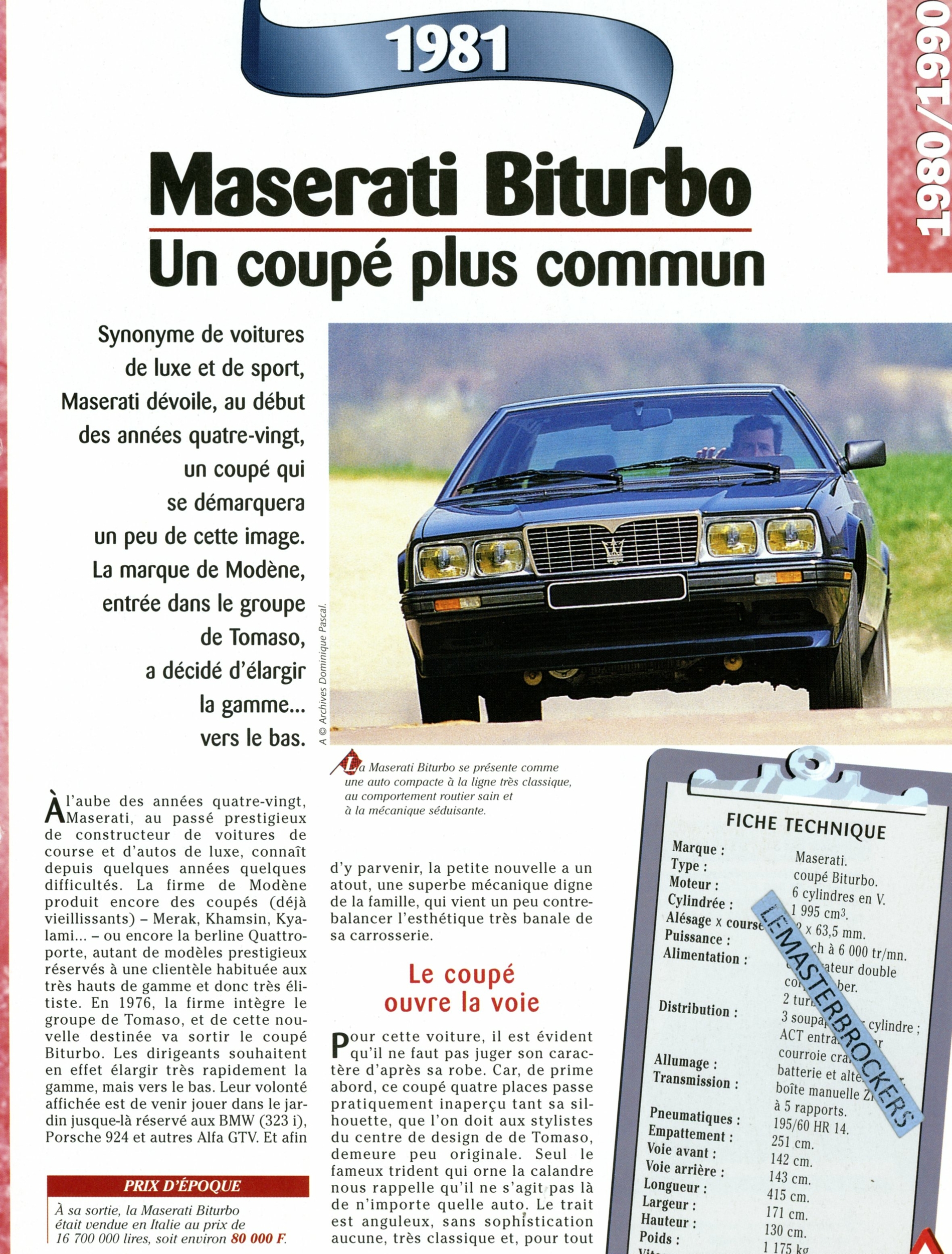 FICHE MASERATI-BITURBO-1981-LEMASTERBROCKERS-FICHE-AUTO-TECHNIQUE