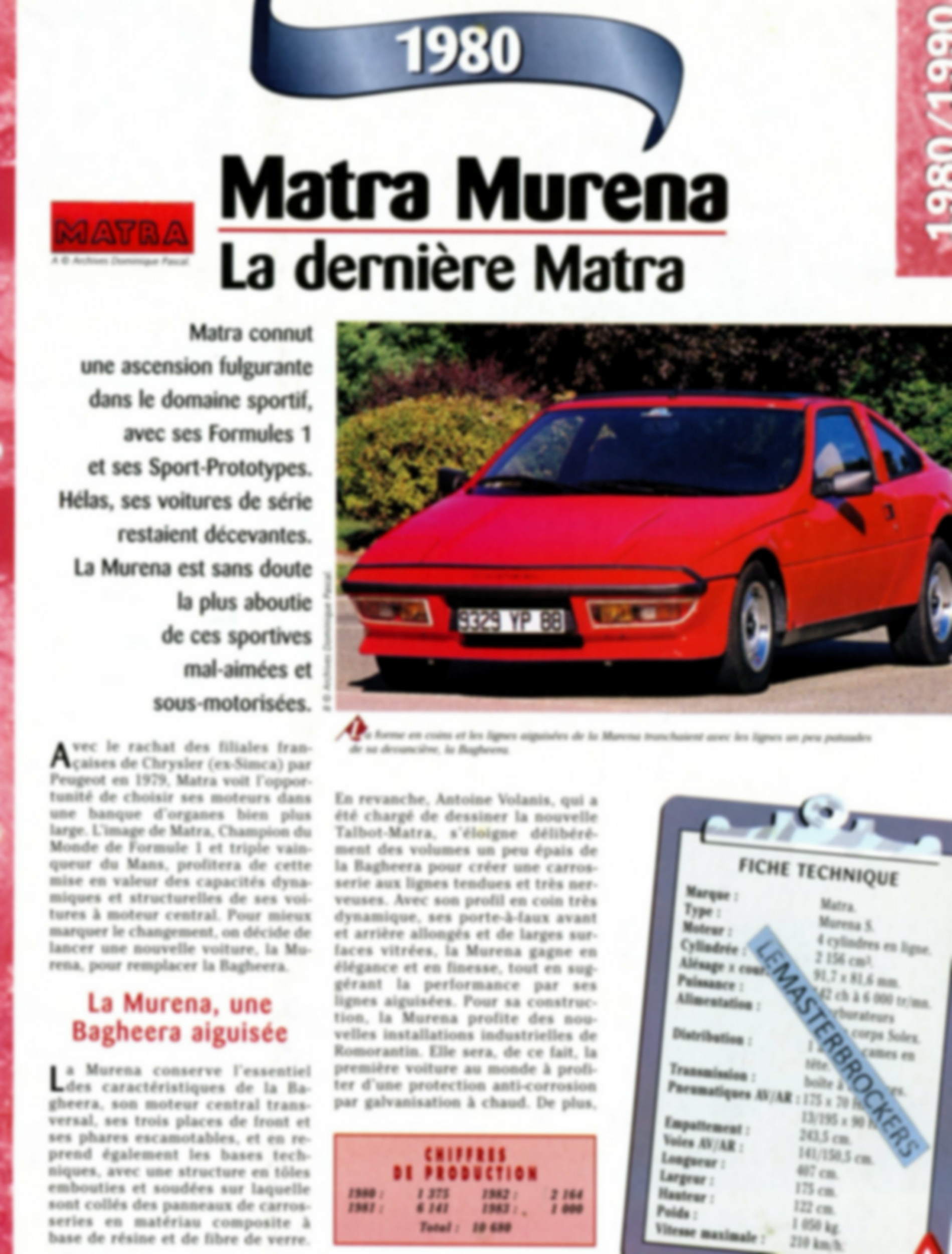 FICHE MATRA MURENA S-LEMASTERBROCKERS-FICHE-AUTO-TECHNIQUE