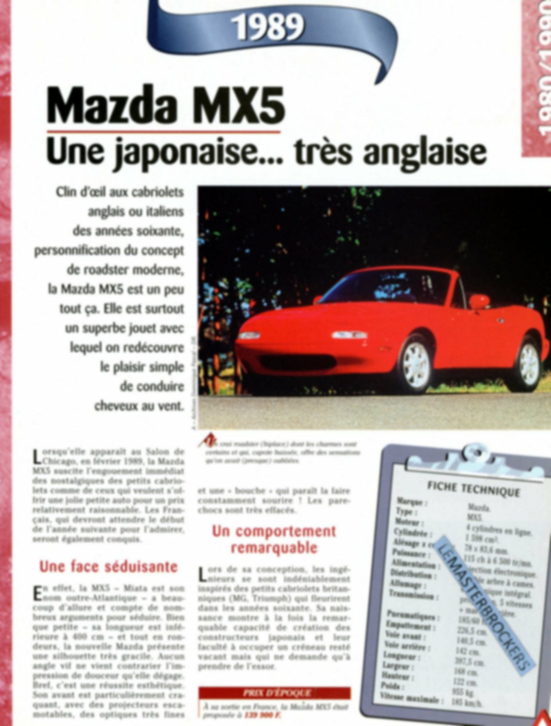 FICHE MAZDA MX5 -LEMASTERBROCKERS-FICHE-AUTO-TECHNIQUE