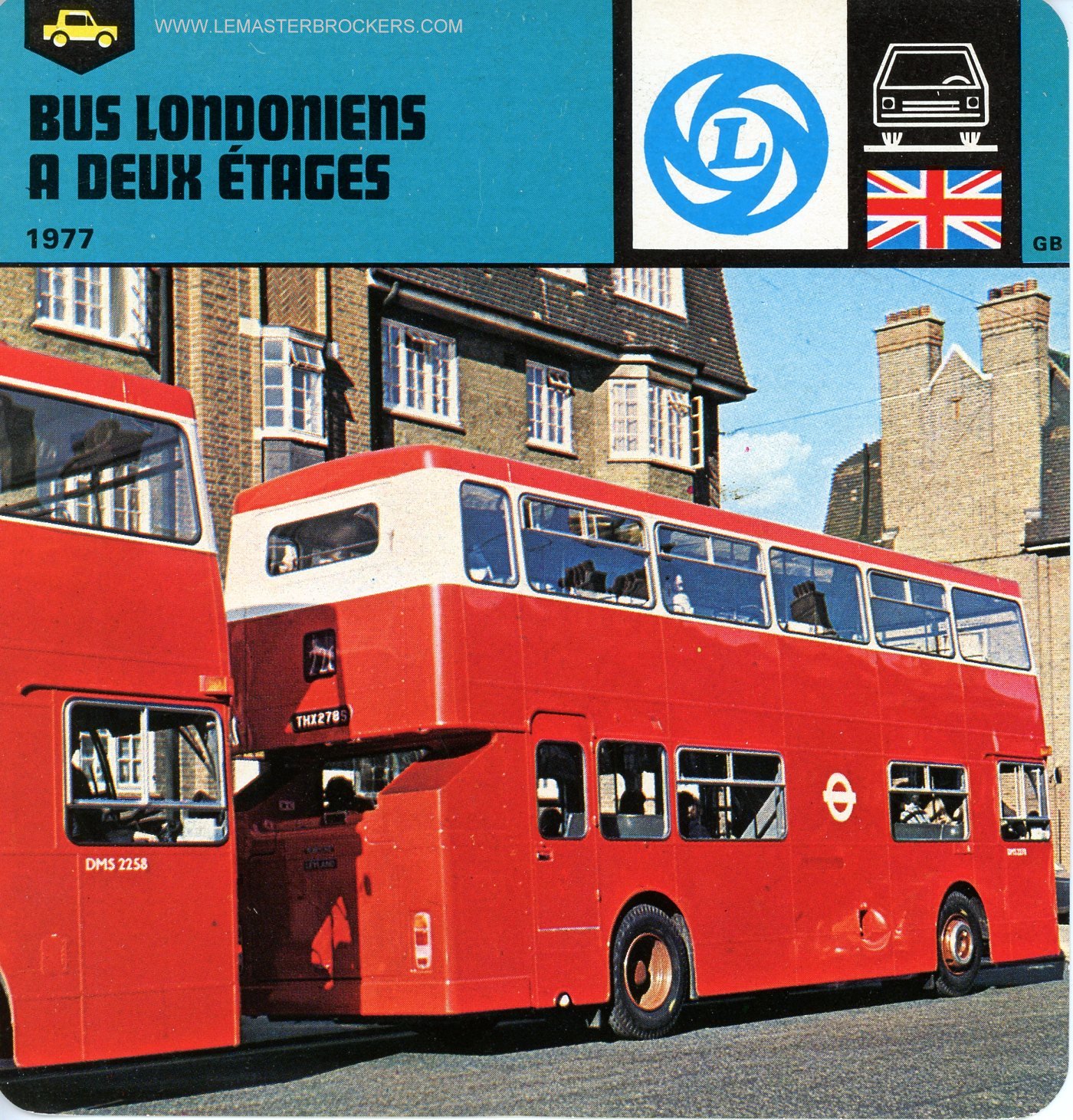 FICHE BUS LONDONIENS A DEUX ÉTAGES 1977