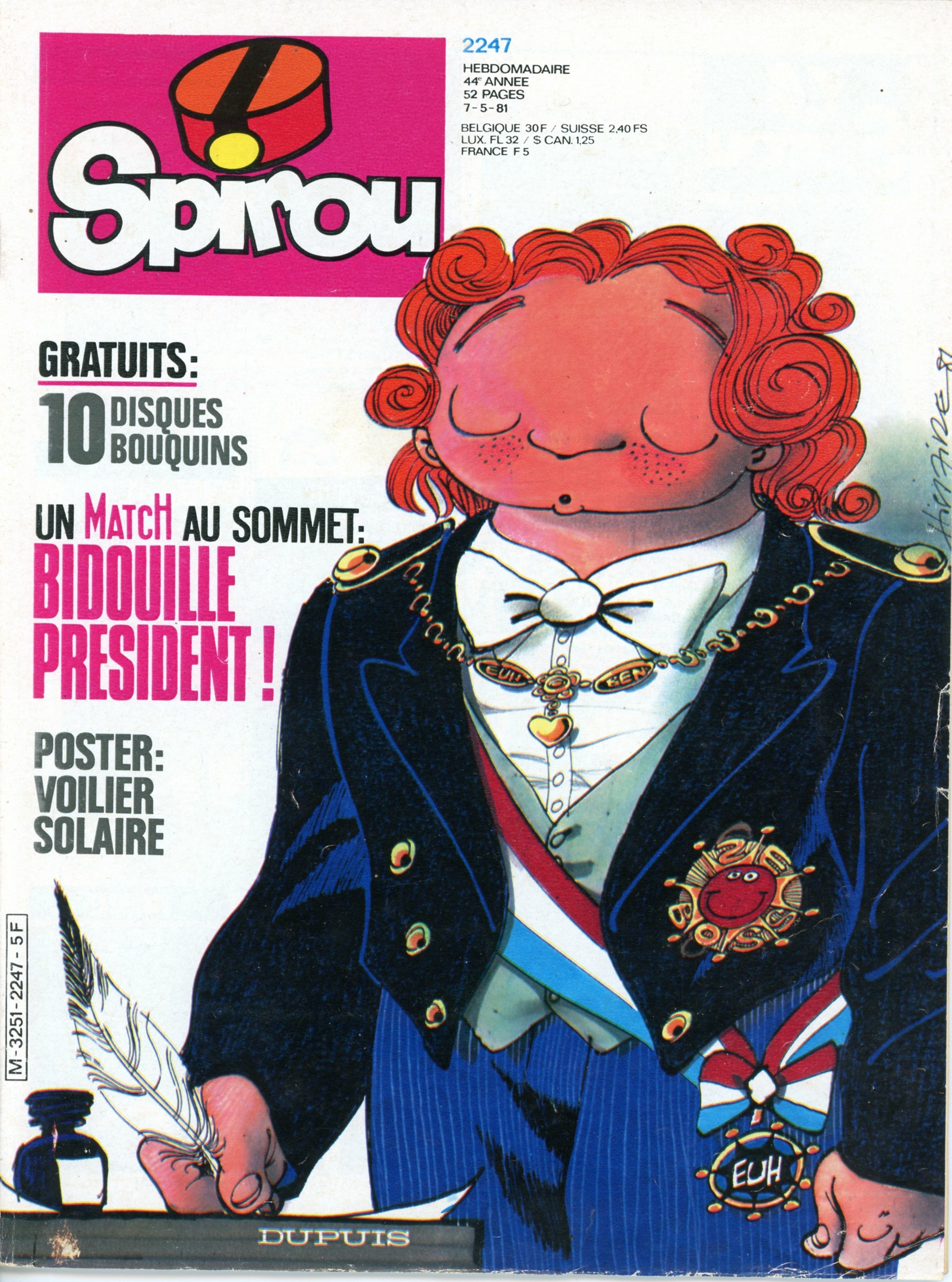 JOURNAL SPIROU N° 2247 1981 + SUPPLÉMENT POSTER VOILIER SOLAIRE
