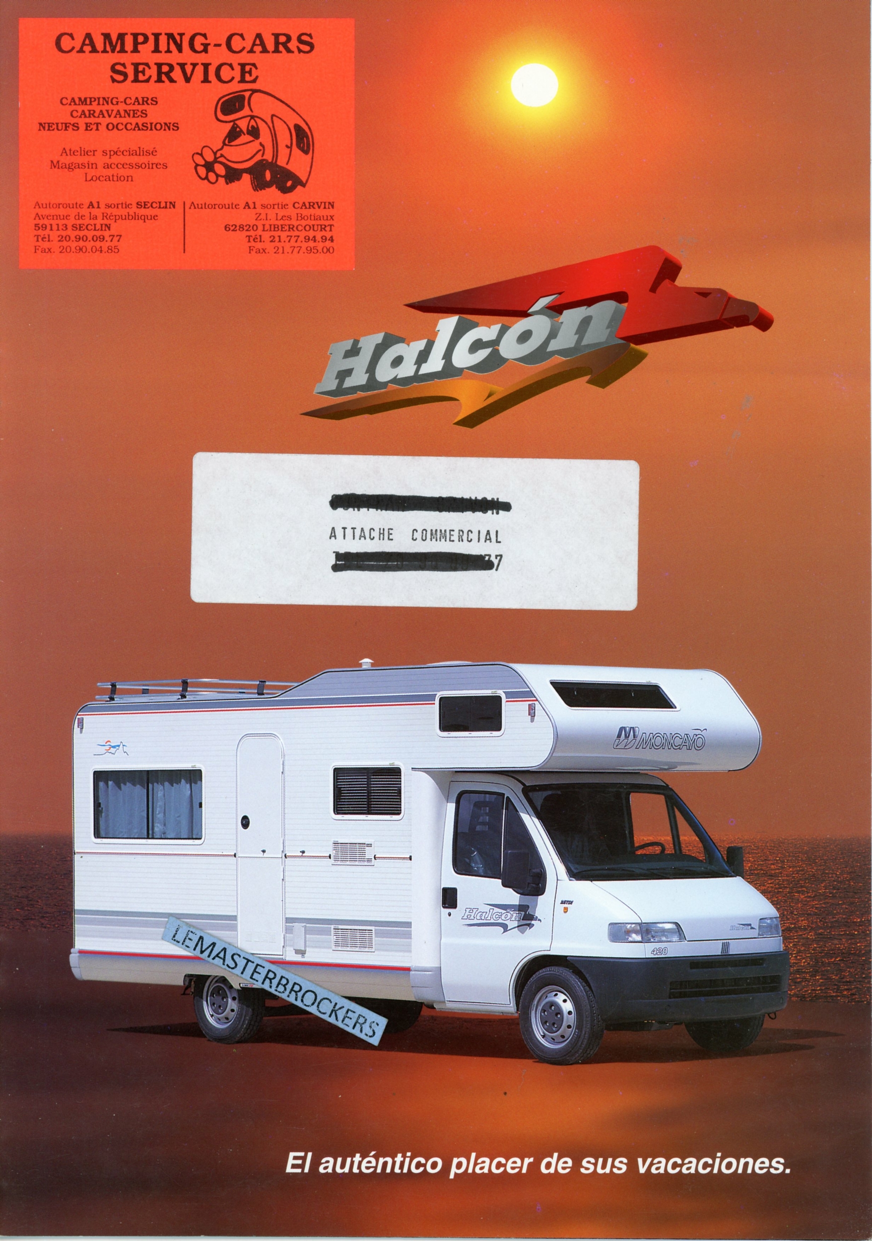BROCHURE-CAMPING-CAR-MONCAYO-HALCON-320-360-420-LEMASTERBROCKERS-catalogue-publicité-original