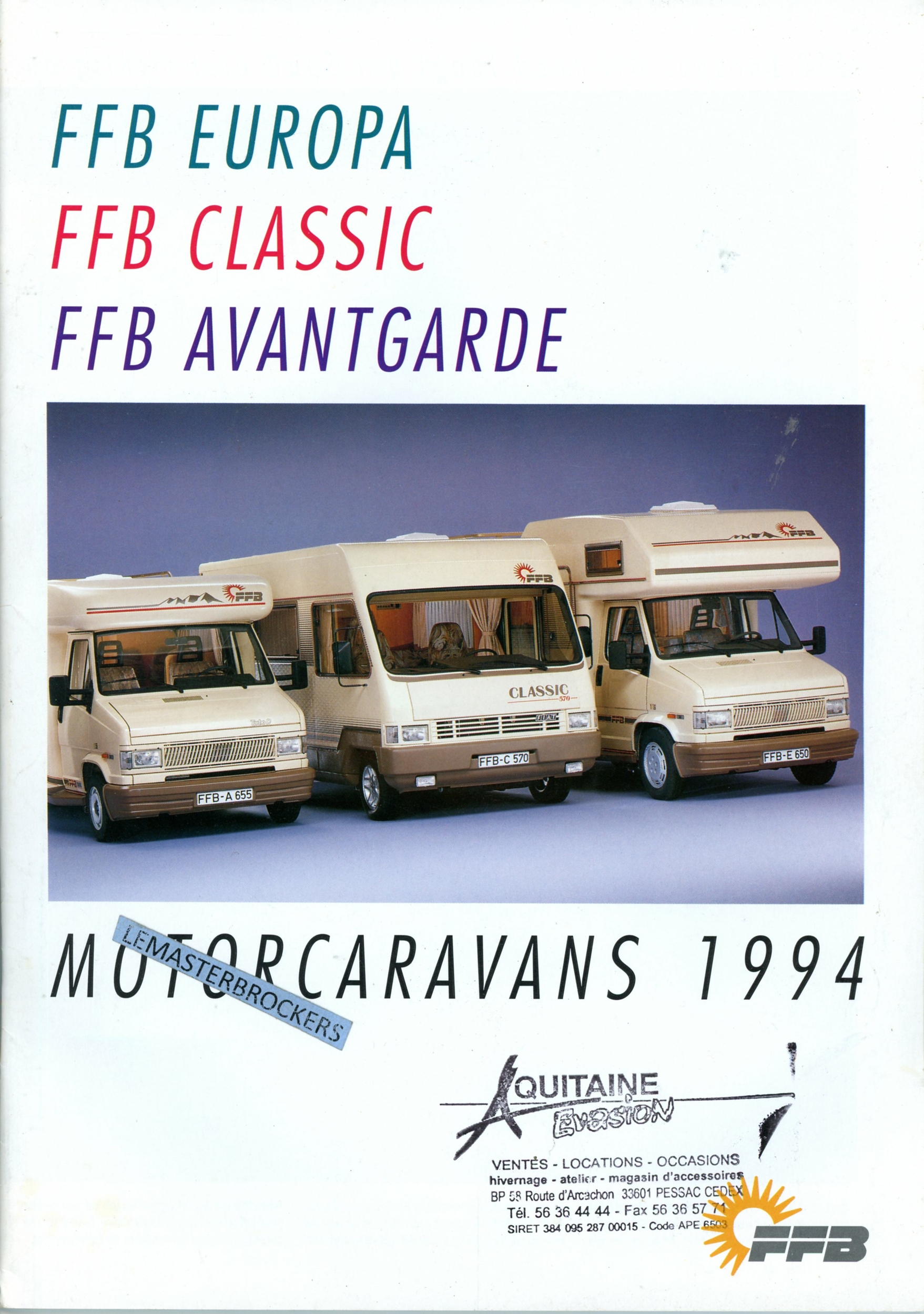 BROCHURE-CAMPING-CAR-FFB-EUROPA-CLASSIC-AVANTGARDE-LEMASTERBROCKERS-1993-1994