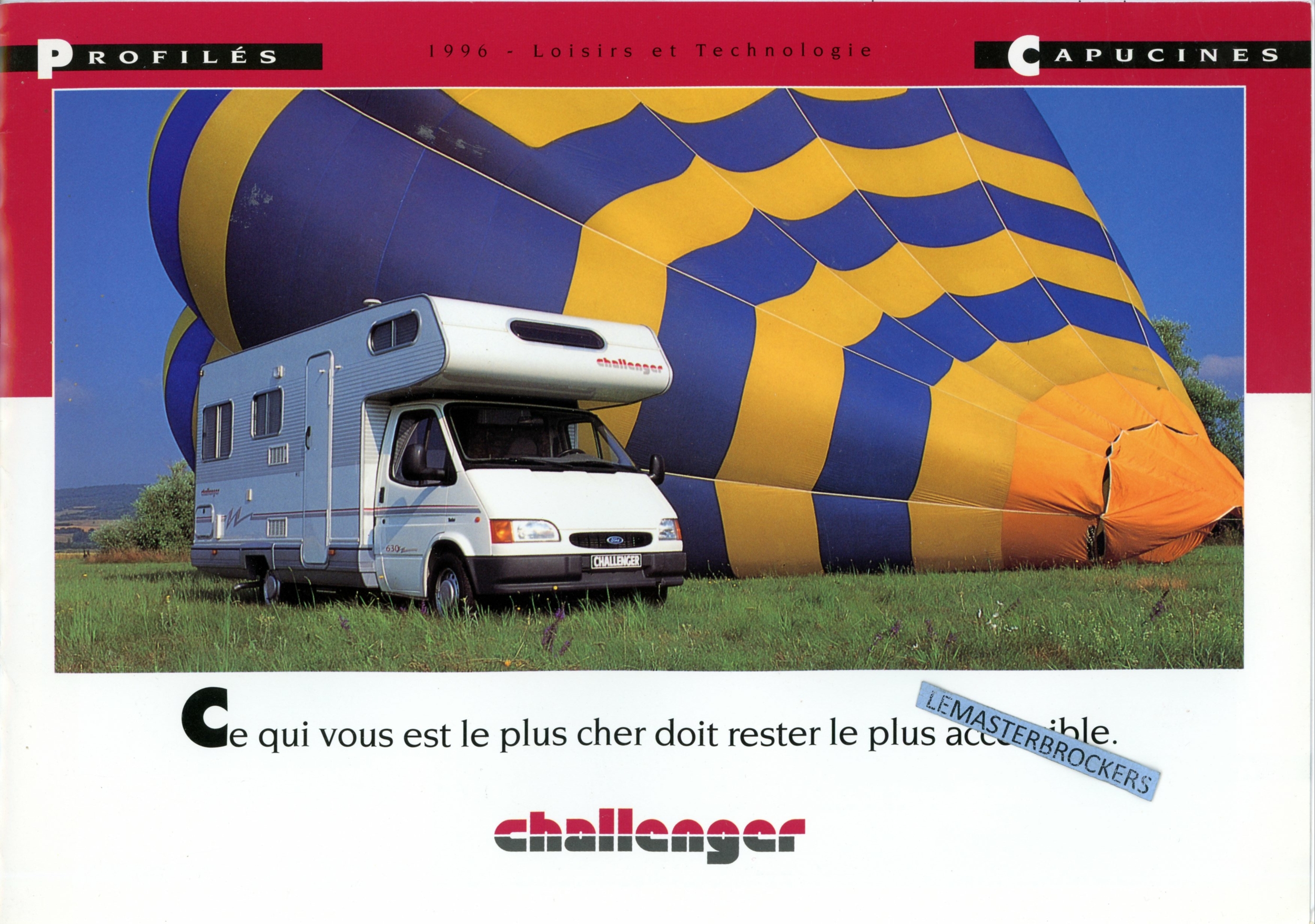 BROCHURE-CAMPING-CAR-CHALLENGER-1996-LEMASTERBROCKERS-catalogue-publicité