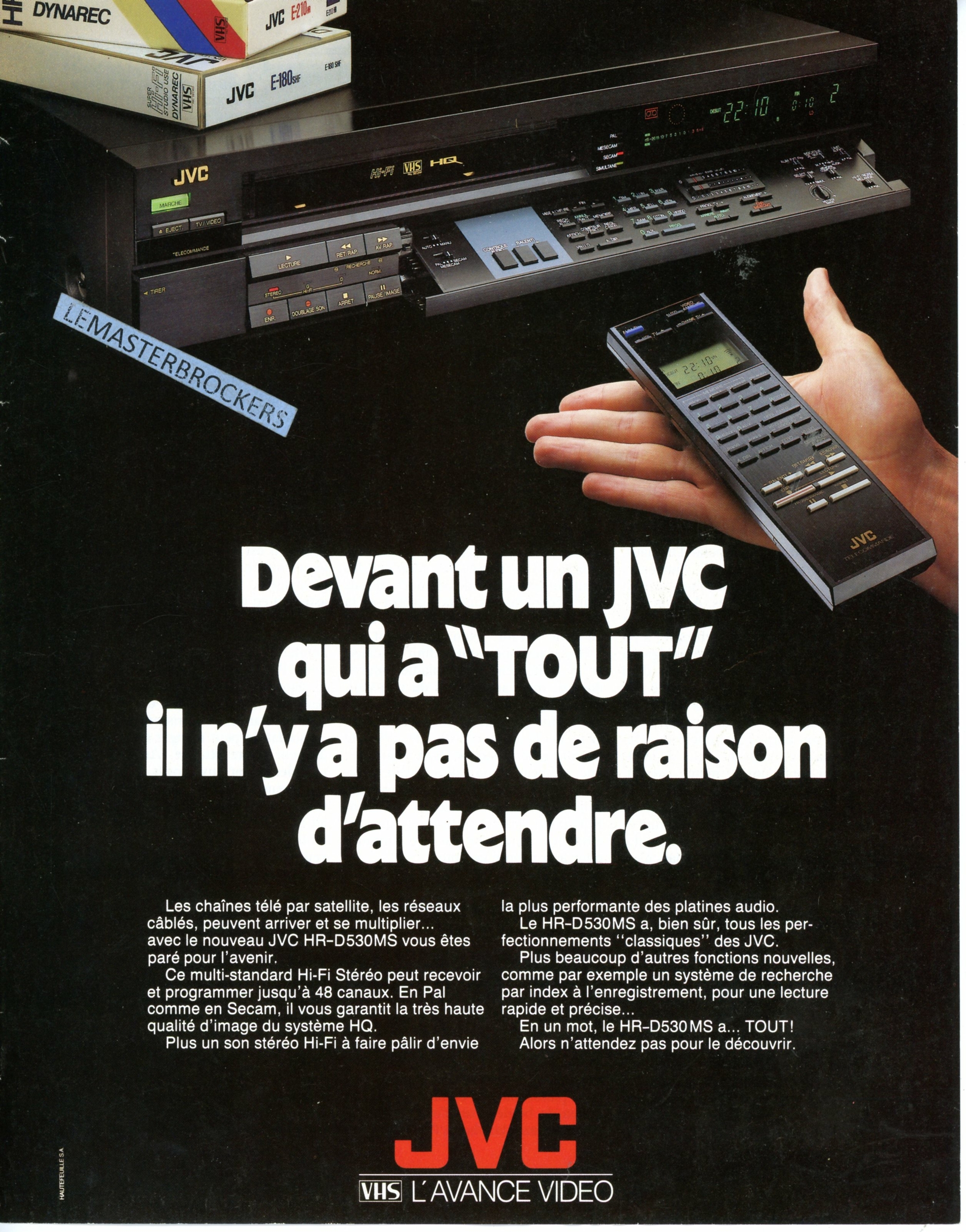 MAGNETOSCOPE JVC HR-D530MS PUBLICITÉ PRESSE PUB ADVERTISING LEMASTERBROCKERS VINTAGE