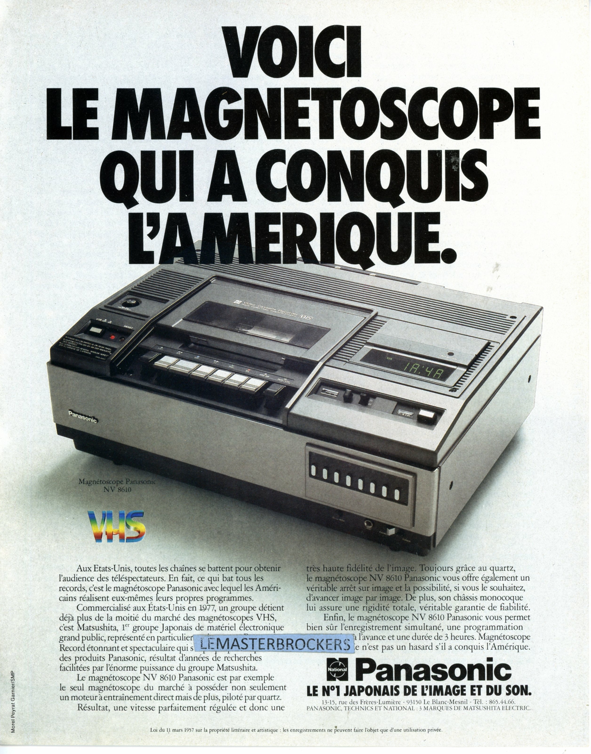 MAGNÉTOSCOPE PANASONIC NV8610 VHS PUBLICITÉ DE PRESSE 1979 - ADVERTISING