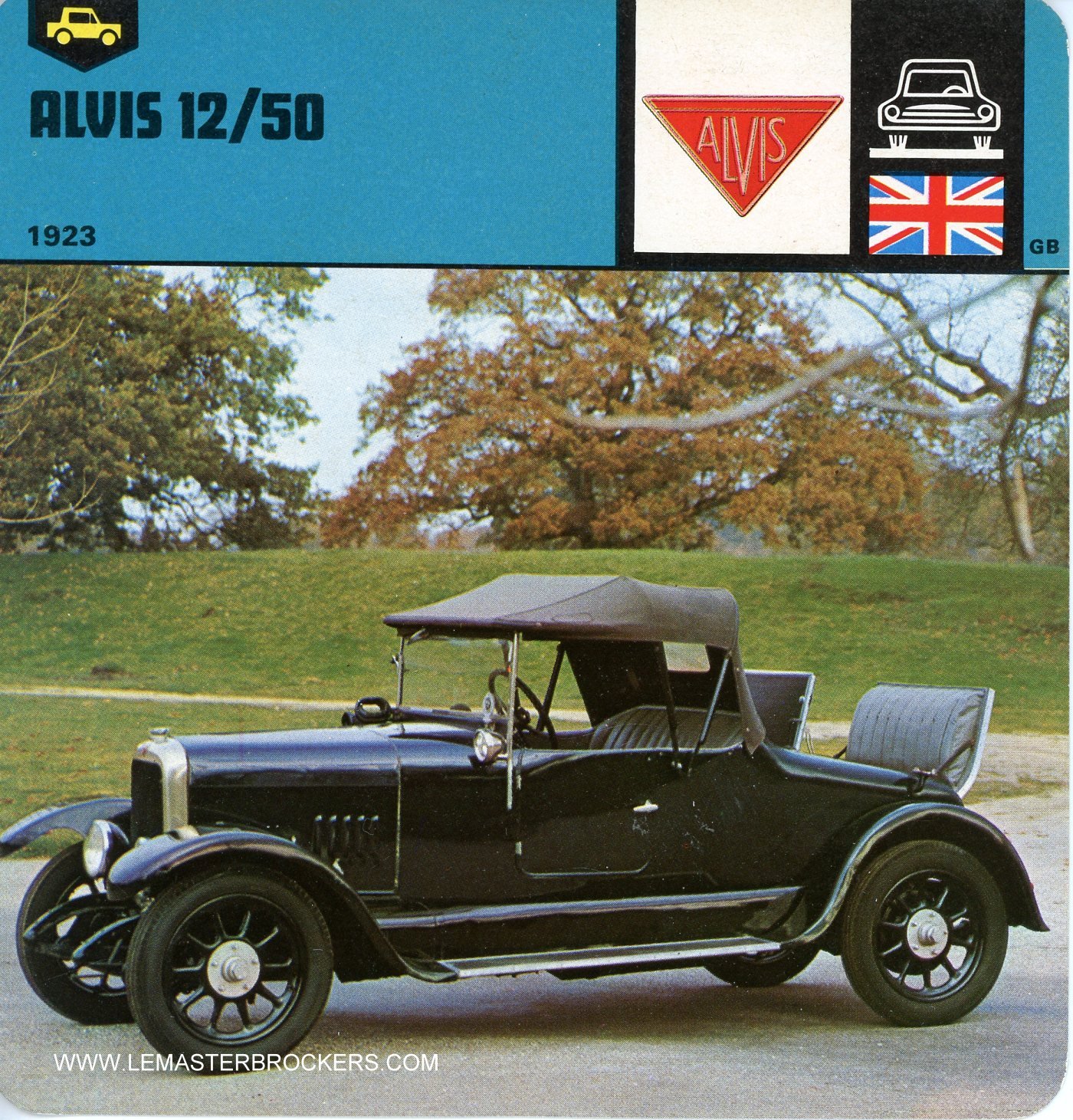 FICHE-AUTO ALVIS 1923 CARS-CARD LEMASTERBROCKERS