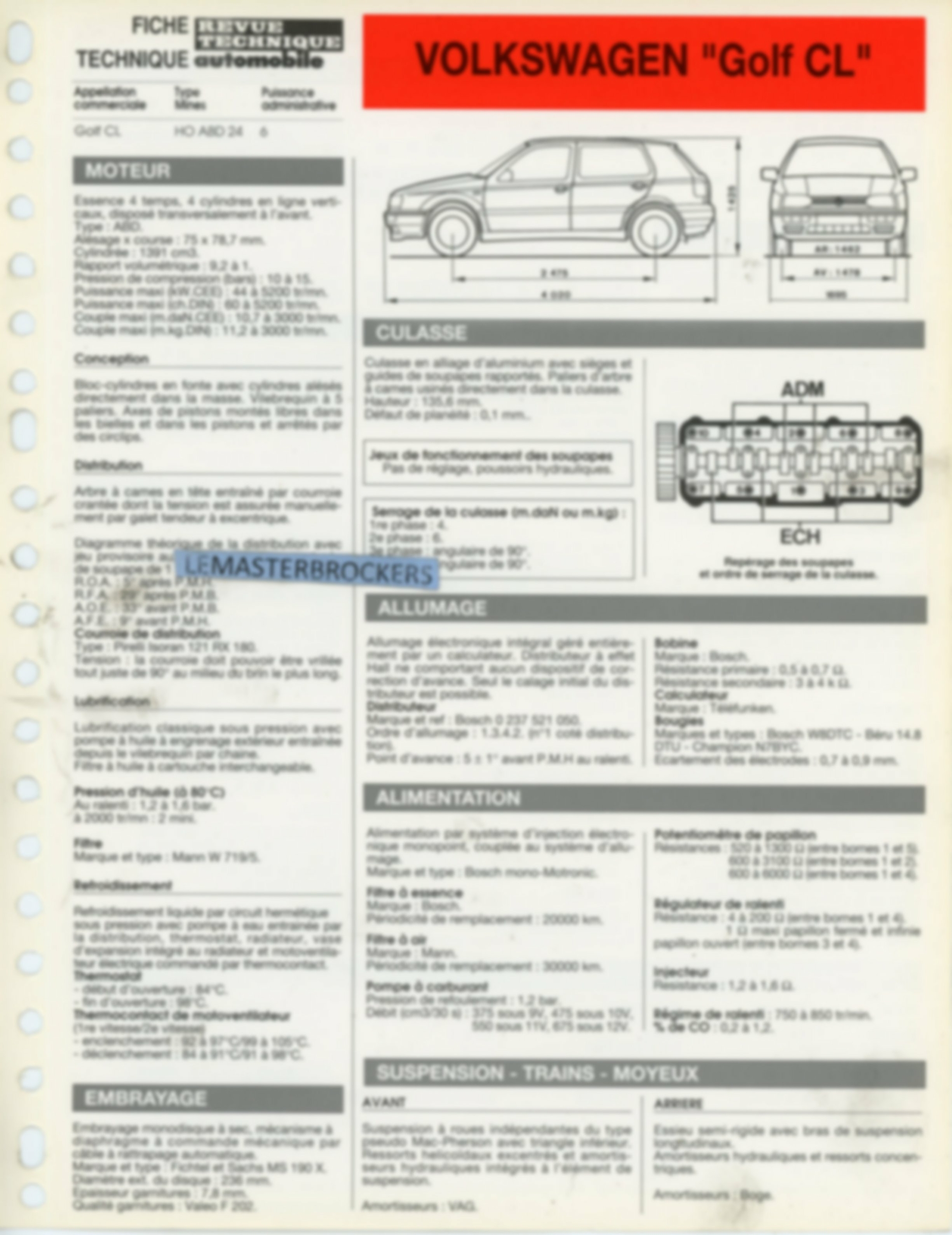 FICHE-TECHNIQUE-VW-GOLF-CL-1992-FICHE-RTA-LEMASTERBROCKERS