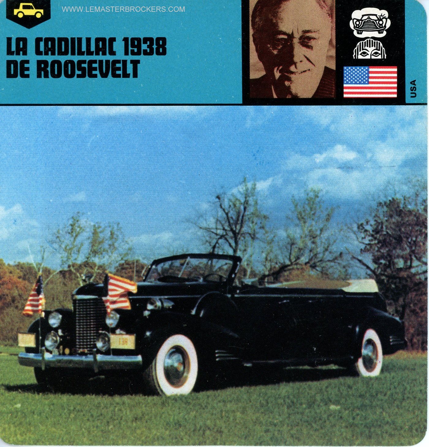 FICHE CADILLAC 1938 DE ROOSEVELT
