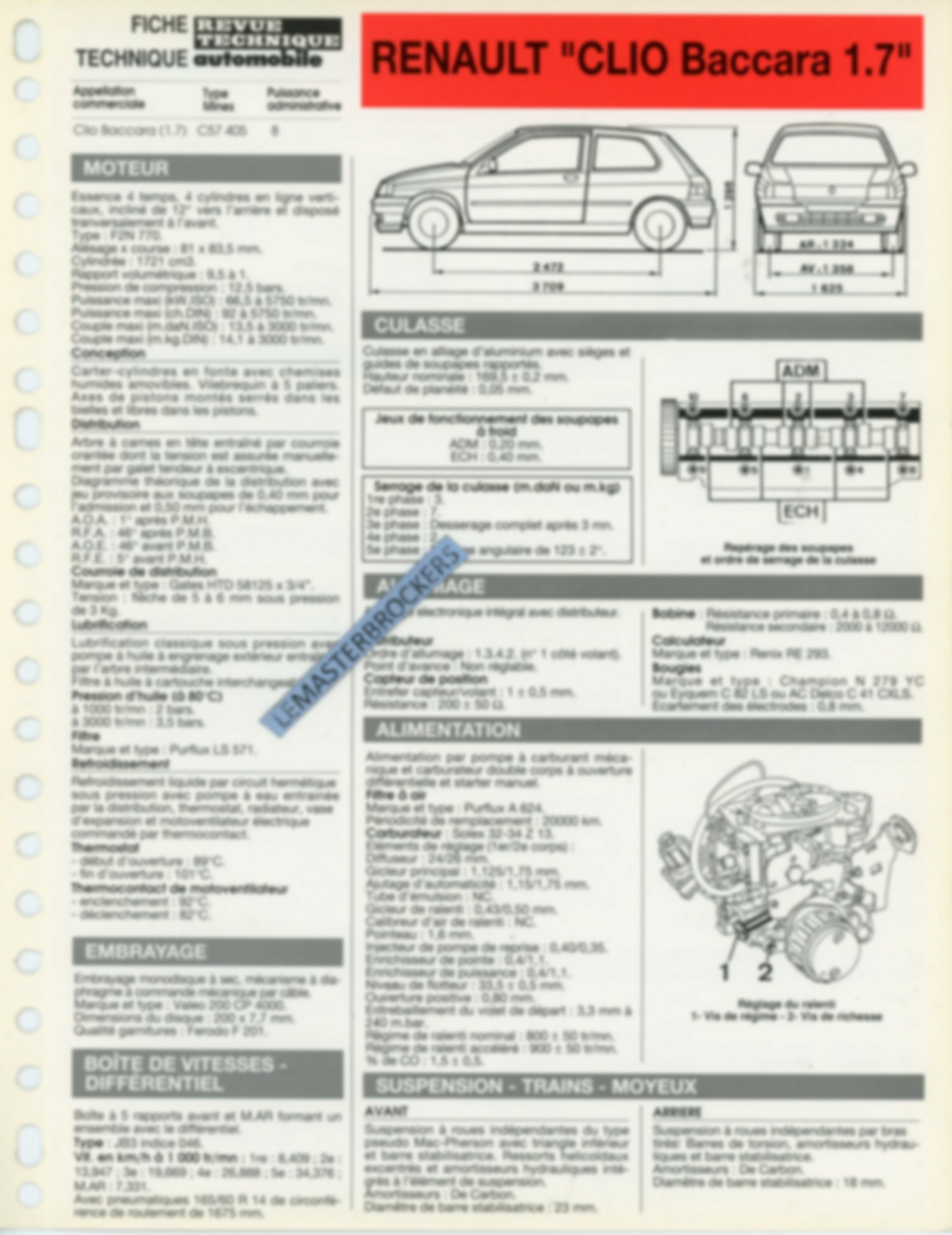 FICHE-TECHNIQUE-RENAULT-CLIO-BACCARA-1992-FICHE-RTA-AUTO-LEMASTERBROCKERS