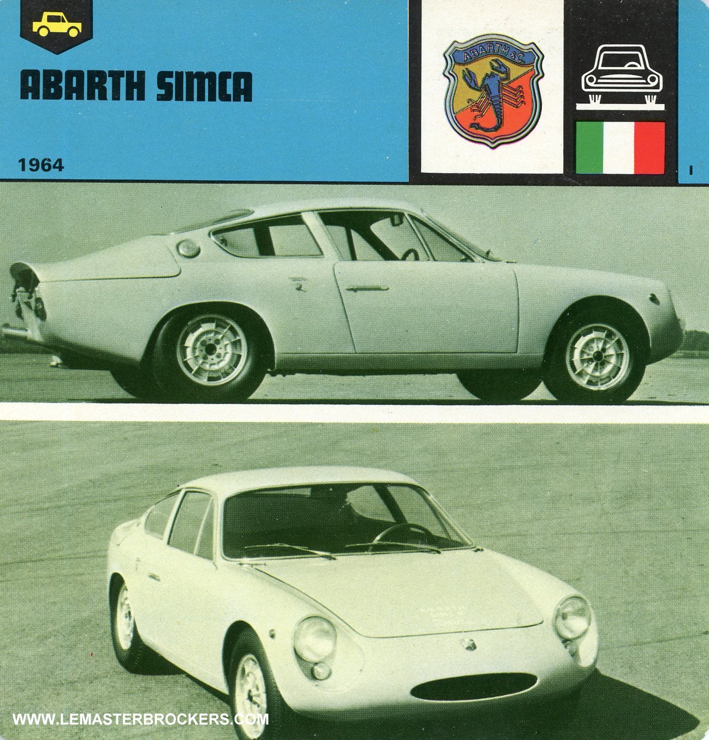 FICHE AUTO ABARTH SIMCA CARS-CARD LEMASTERBROCKERS