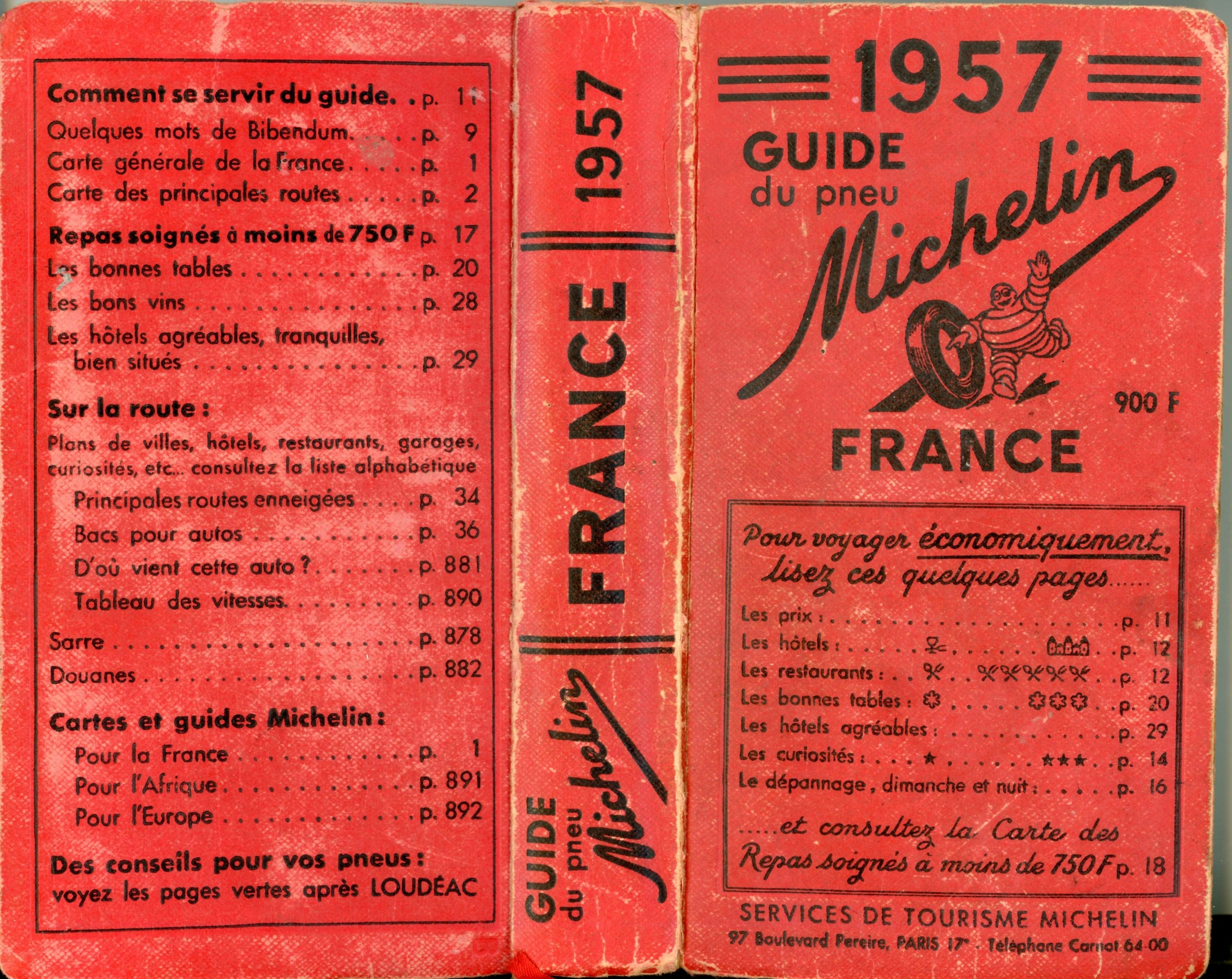 GUIDE MICHELIN FRANCE 1957 - GUIDE ROUGE DES RESTAURANTS
