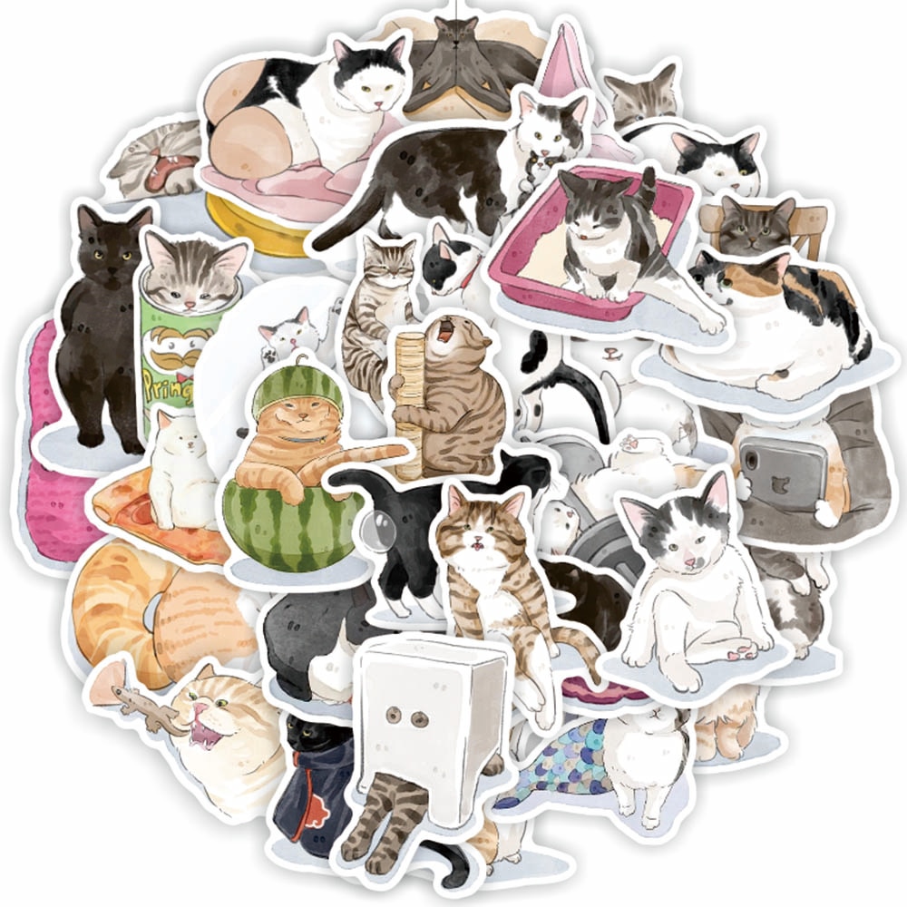 Autocollants-chat-mignon-Kawaii-d-calcomanies-de-dessin-anim-pour-valise-r-frig-rateur-t-l