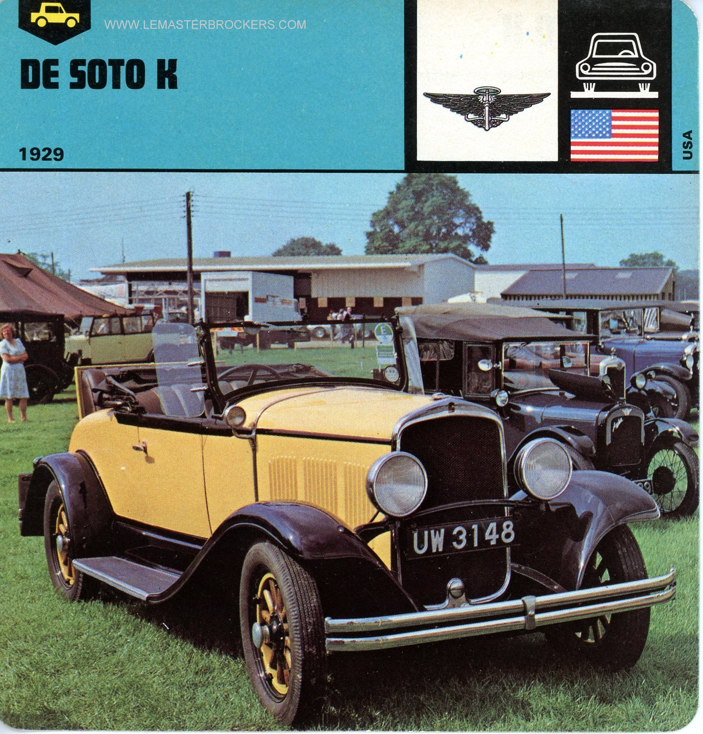 FICHE AUTO DE SOTO K  1929-CARS-CARD-PICTURE-PHOTO-VOITURE